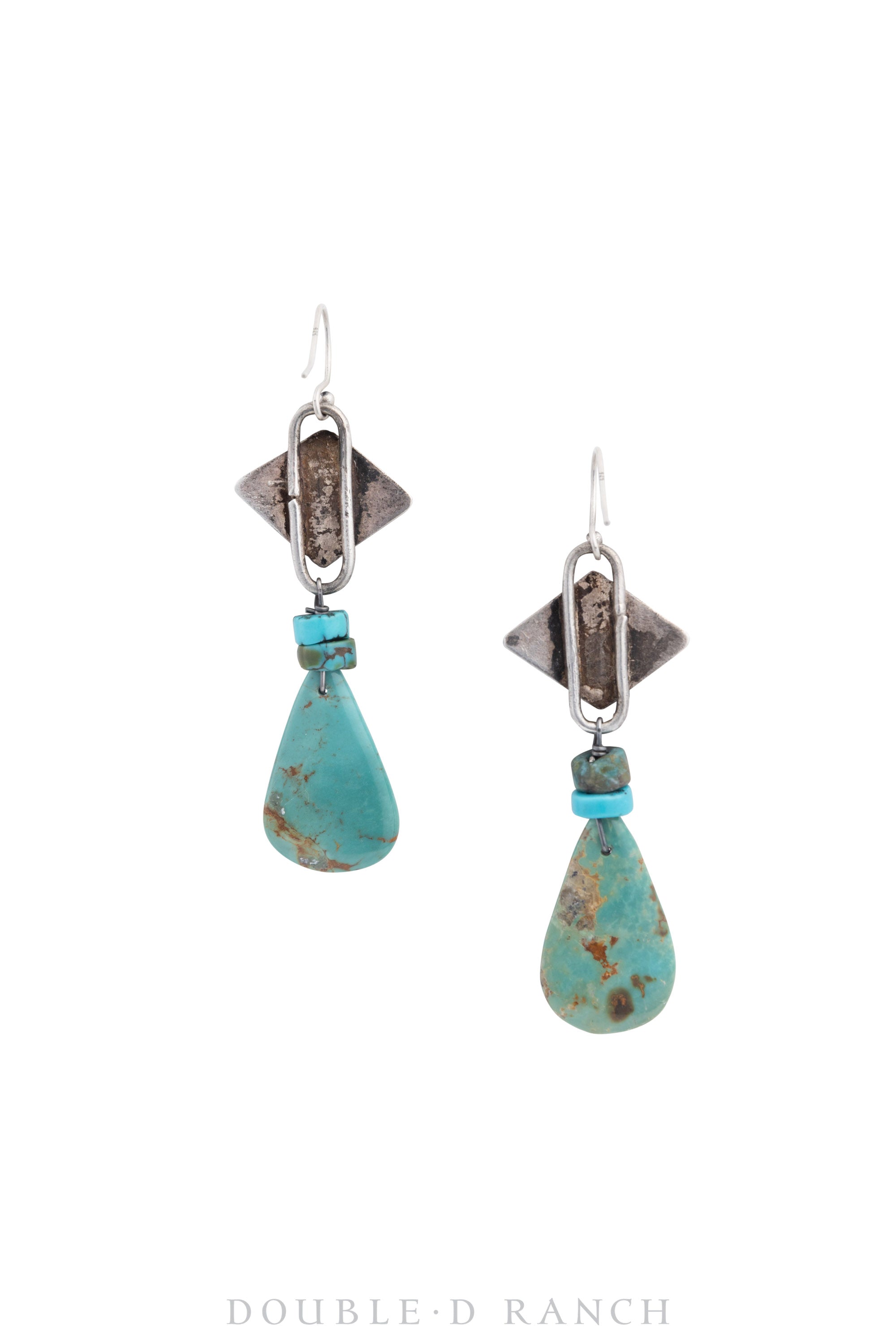 Earrings, Repurposed, Concho, Sterling Silver & Turquoise, 1475