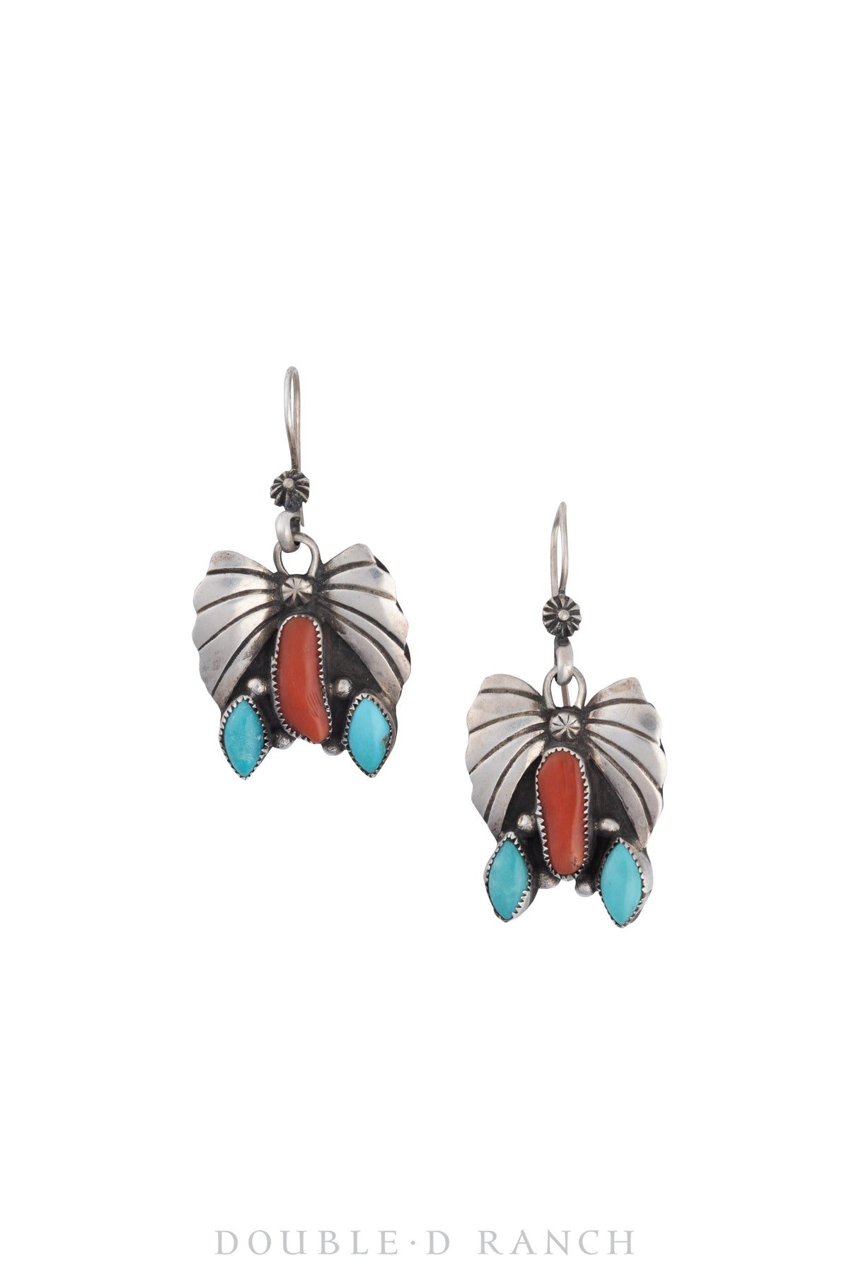 Necklace, Princess, Turquoise &amp; Coral, Butterflies, Matching Earrings and Ring, Vintage, 3095