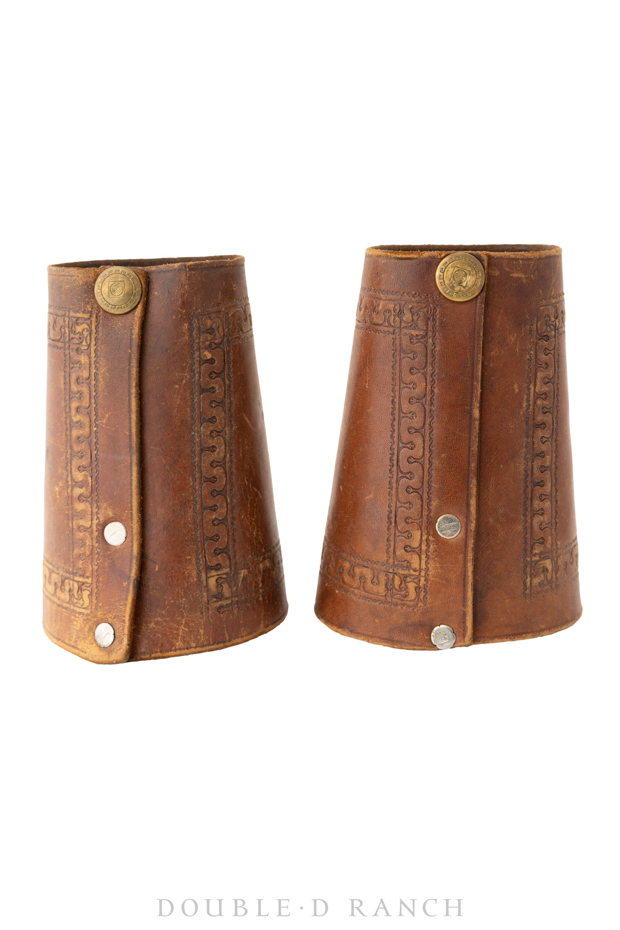 Gauntlets, Western, Leather, Hand Tooled, Vintage, 3341