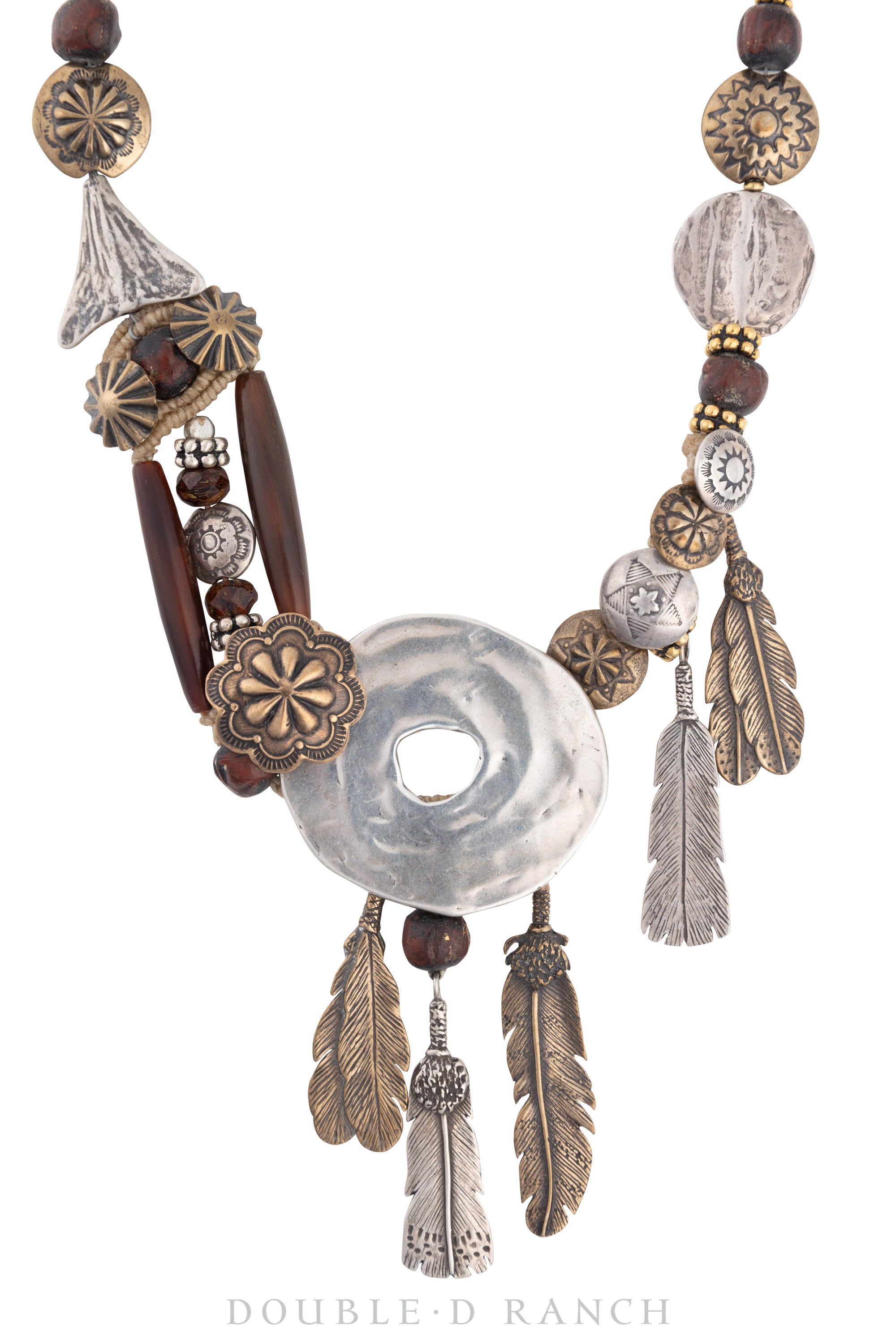 Necklace, Mummy's Bundle, Hairpipe & Feathers, Vintage, 3119