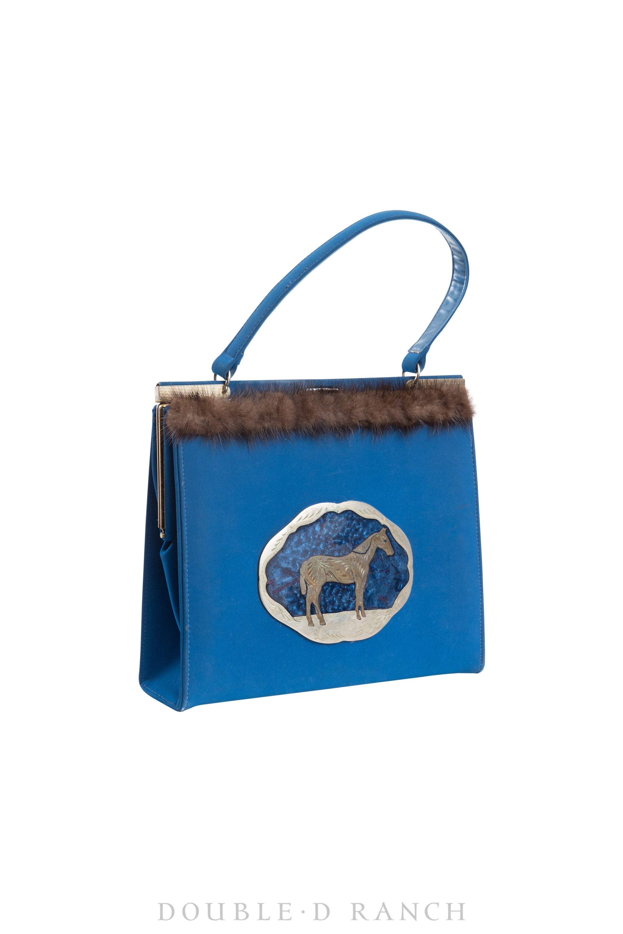 Bag, Silver Label,  Blue Leather with Horse Buckle, Numbered Edition, Repurposed, 1274