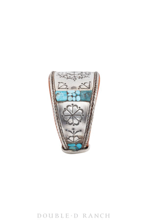 Cuff, Inlay, Turquoise, Leather Lined, Artisan, Charlie Favour, Contemporary, 3596