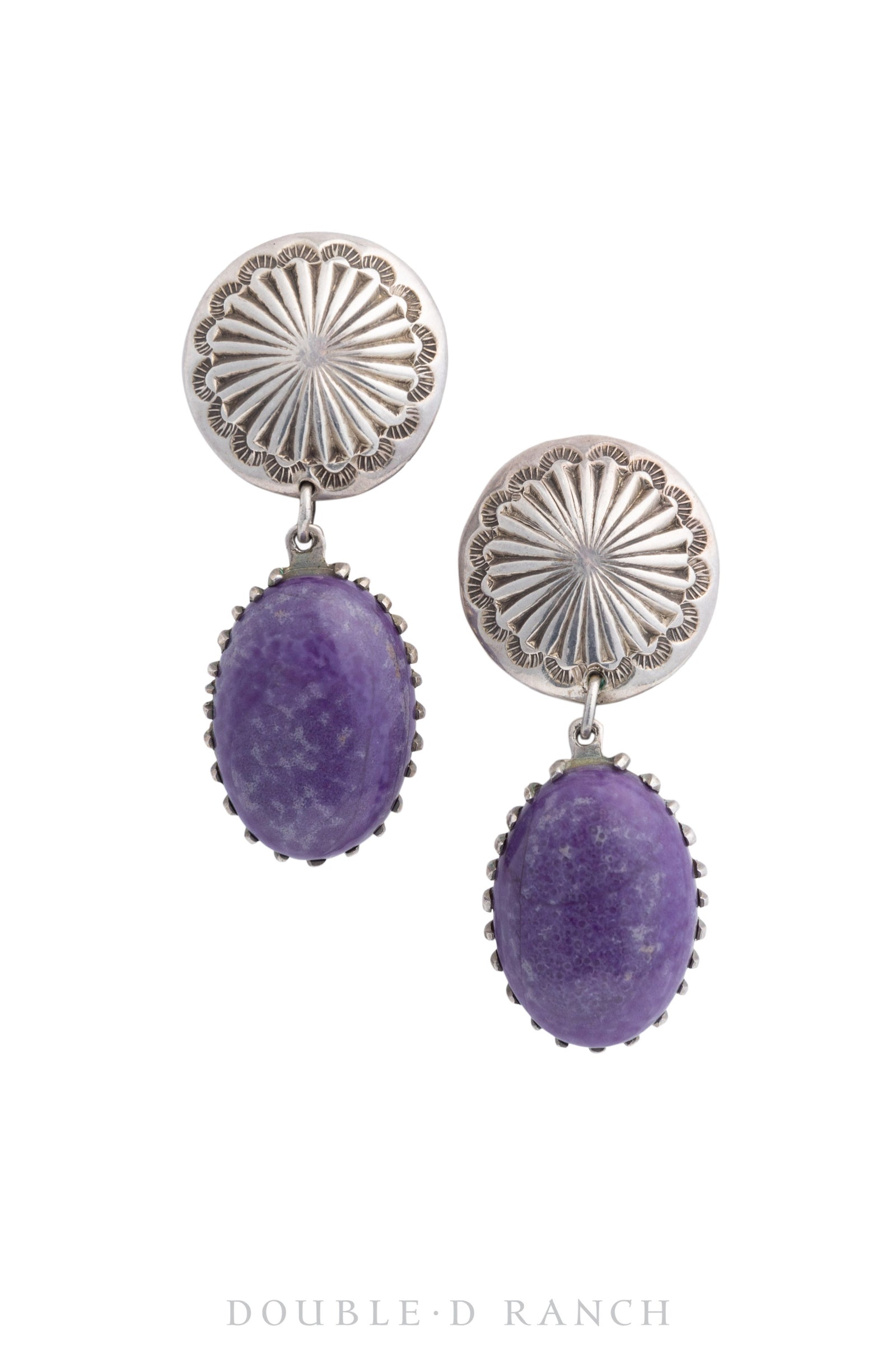 Earrings, Drop, Charoite, Hallmark, Contemporary, 1422