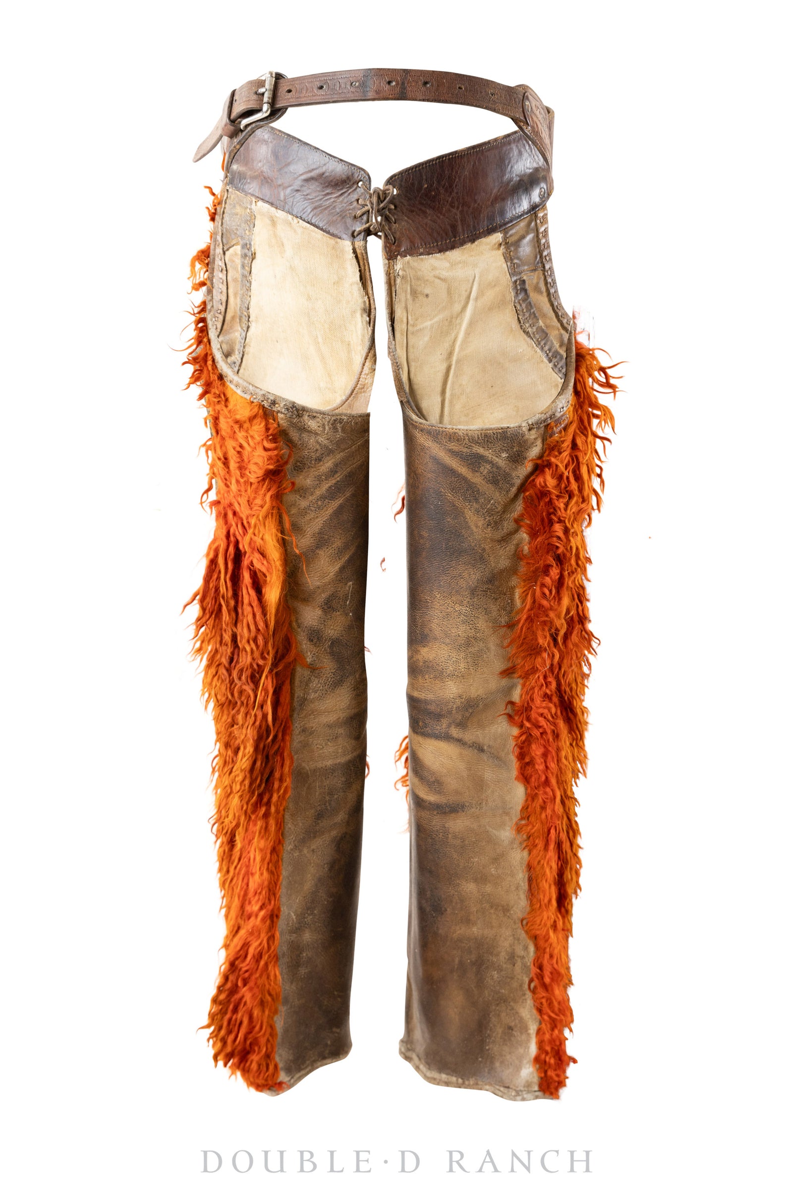 Miscellaneous, Chaps, Woolies, Visalia Stock Saddle Co., Orange, Handtooled Leather, Vintage, 704