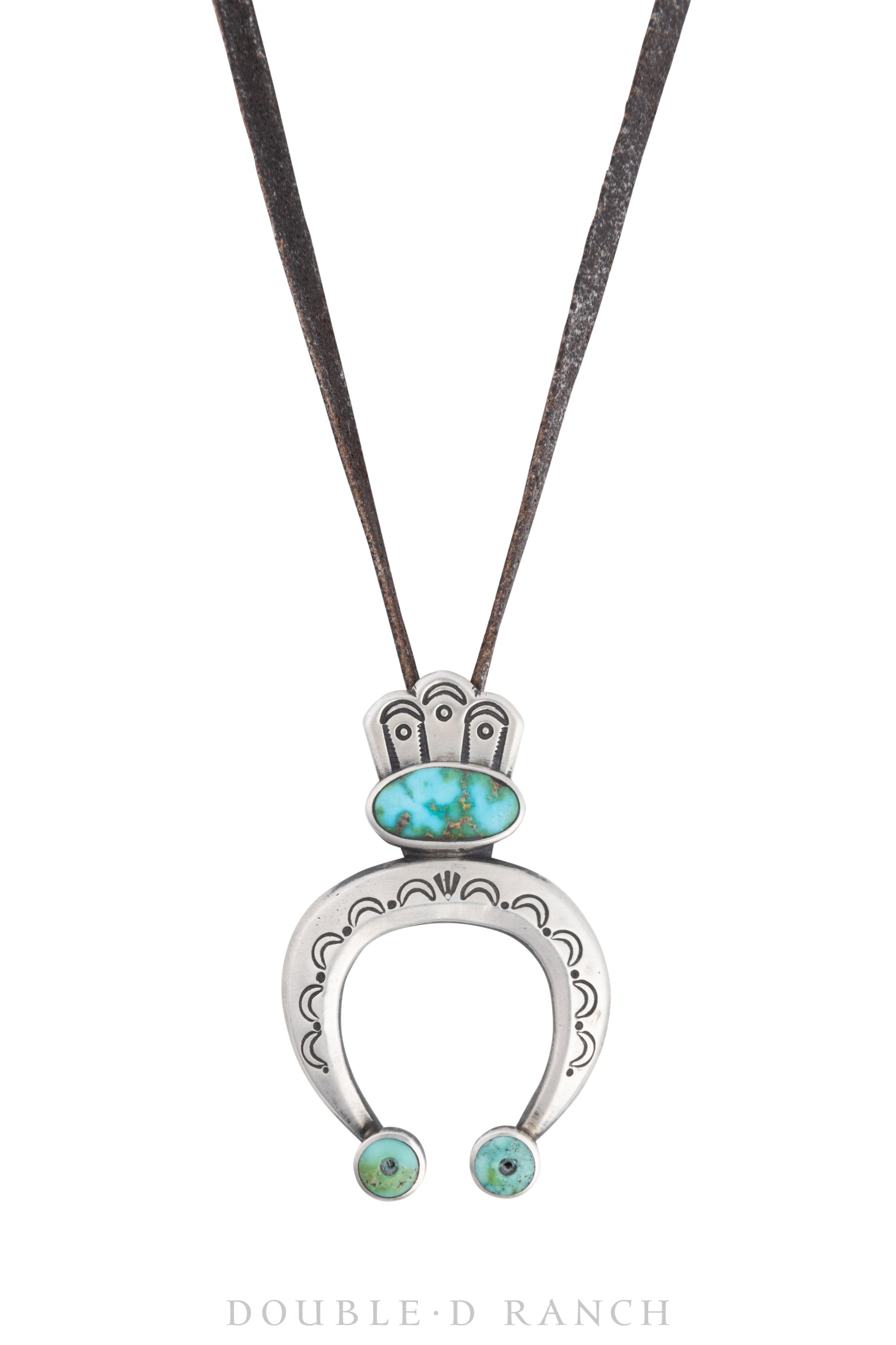 Necklace, Leather Thong, Turquoise, Sonoran Mountain, Hallmark, Contemporary, 3142