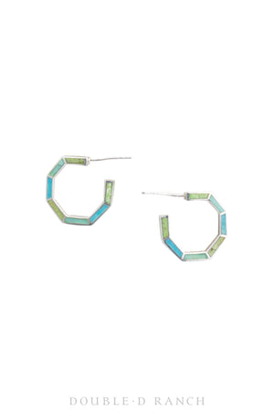 Earrings, Hoop, Turquoise, Inlay, Contemporary, 1561