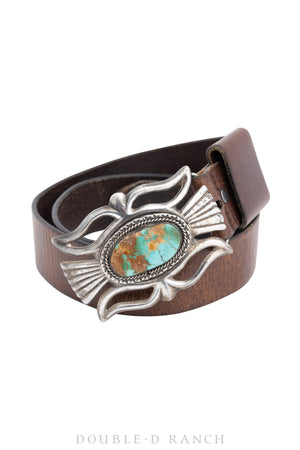 Belt, A Vintage, Buckle, Cast, Turquoise, Marks, Vintage, 543