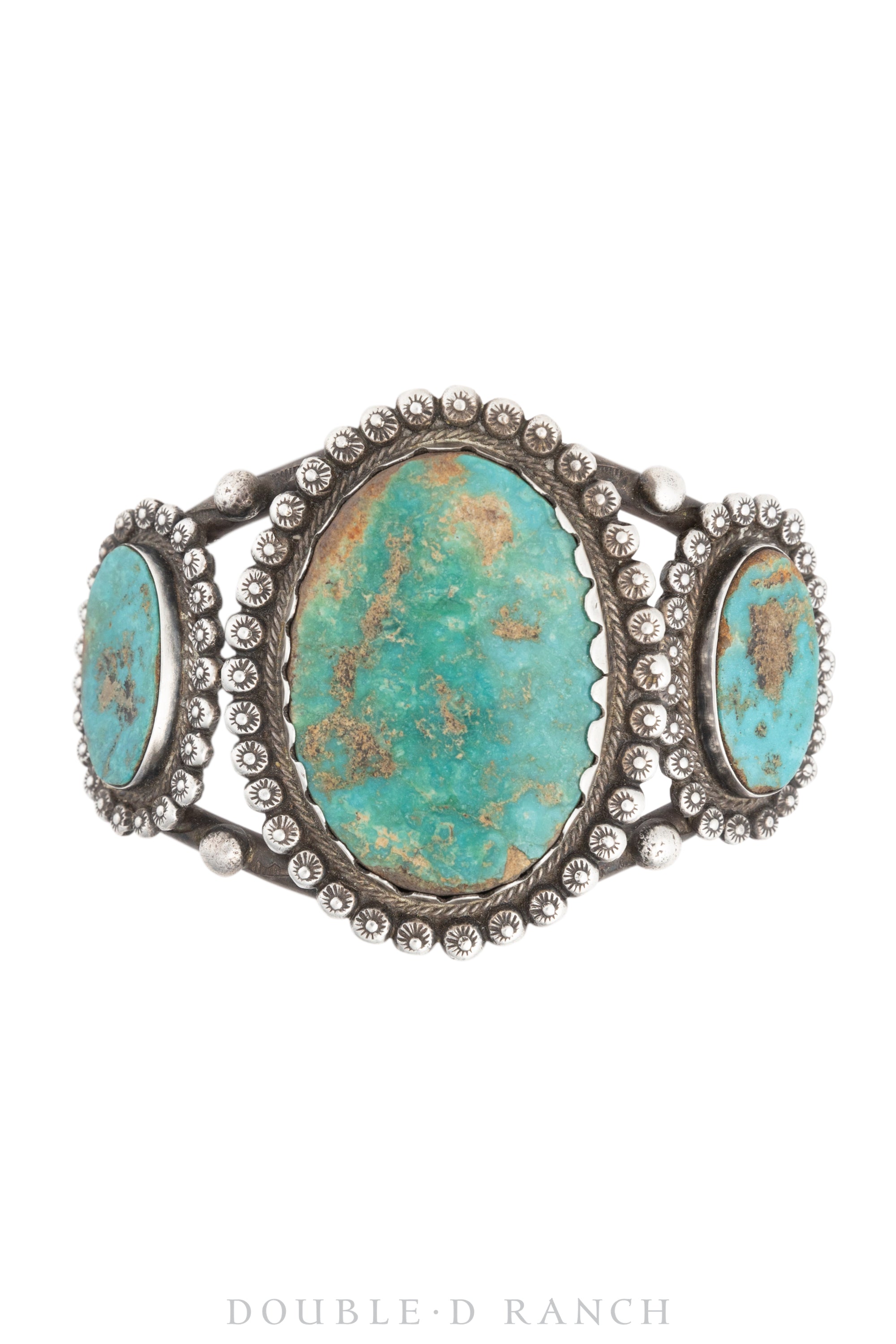 Cuff, Natural Stone, Turquoise, 3 Stones, Incredible Bezels, Vintage ‘30s, 3629