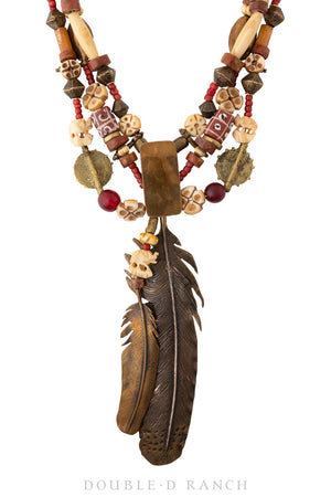 Necklace, Choker, Feather & Beads, Hallmark, Vintage, 1986