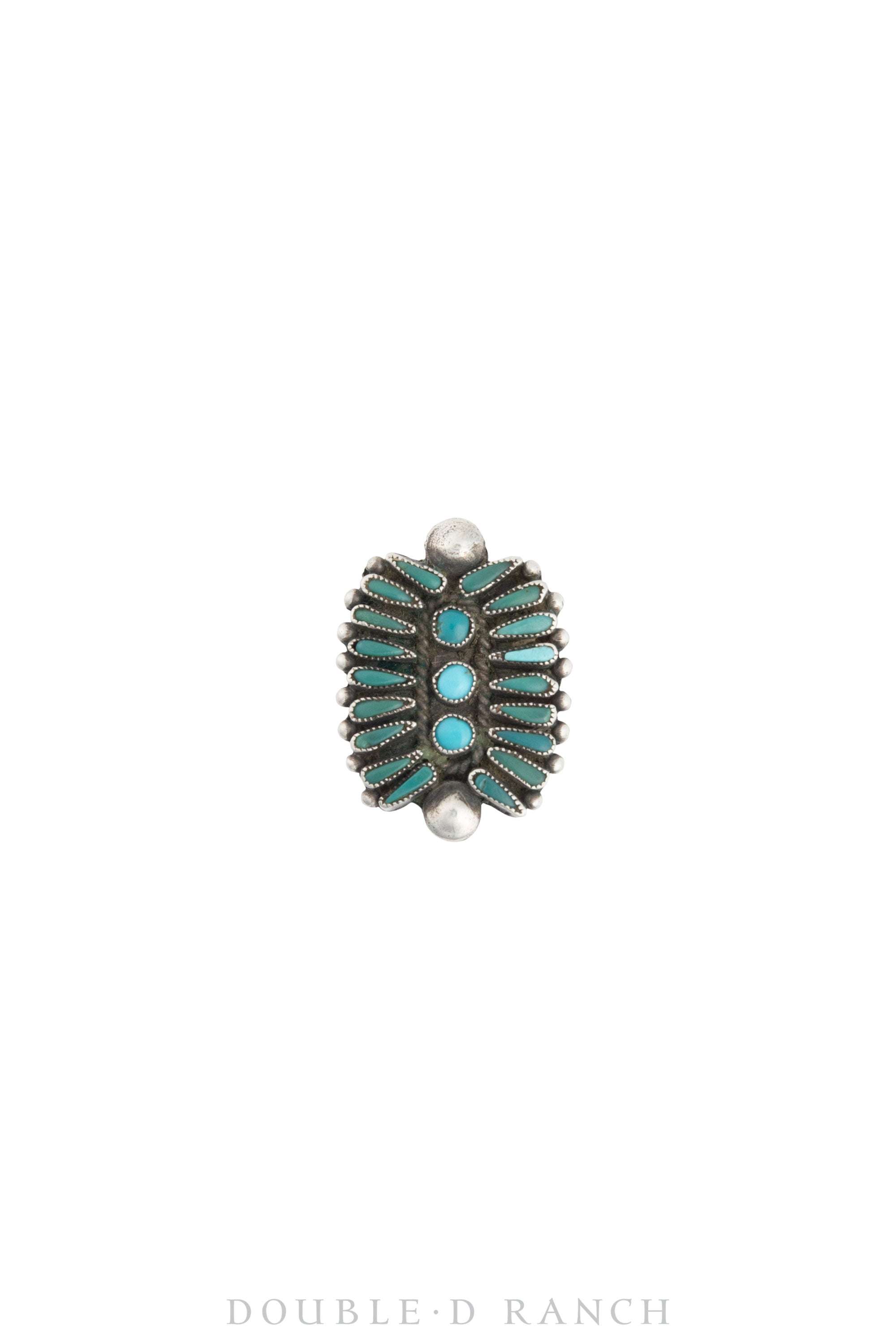 Ring, Cluster, Turquoise, Zuni Needlepoint, Vintage ‘40s, 1372