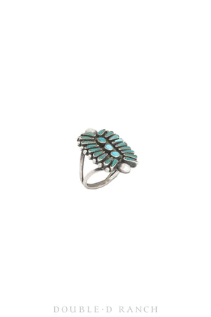 Ring, Cluster, Turquoise, Zuni Needlepoint, Vintage ‘40s, 1372