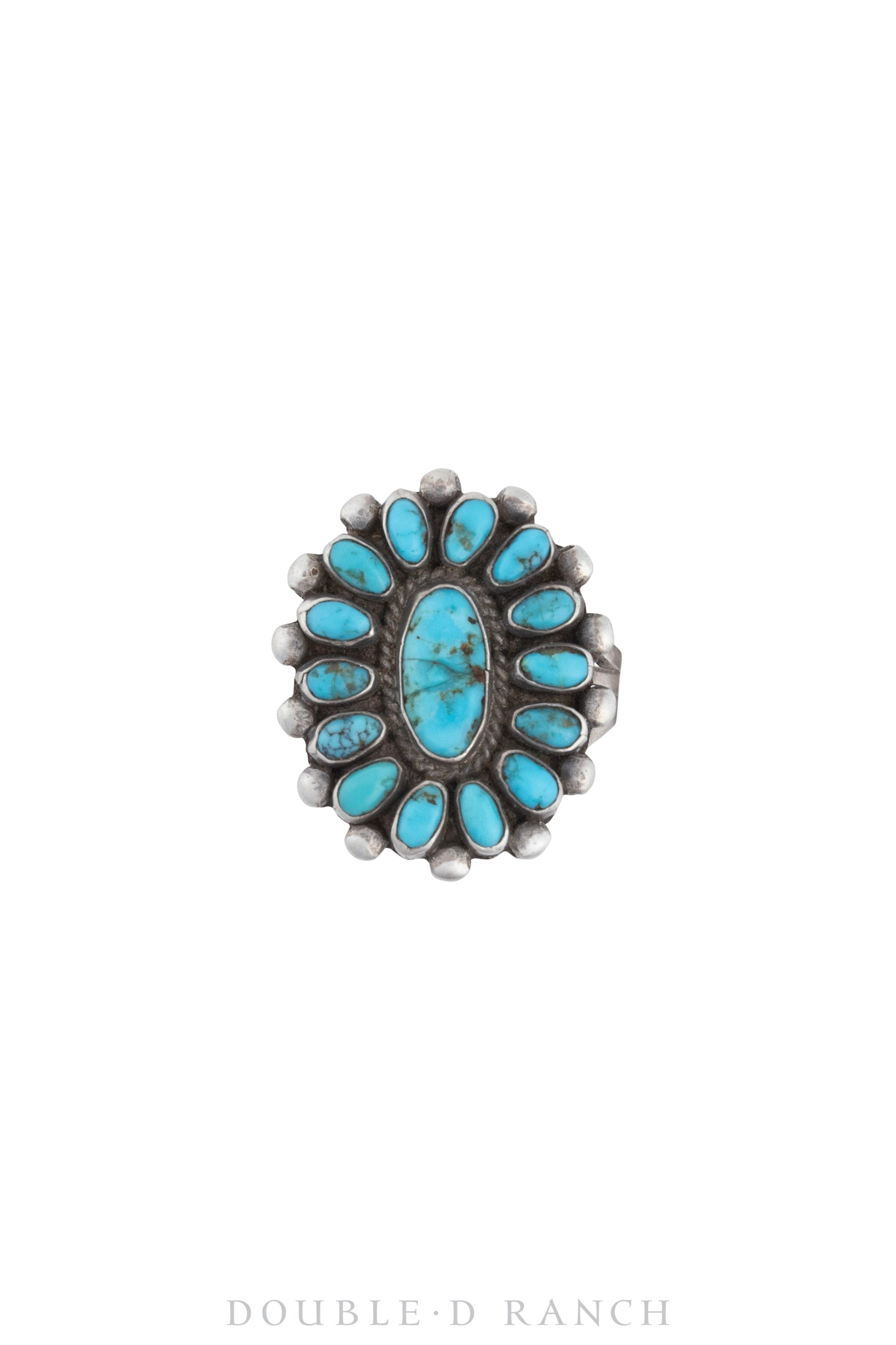 Ring, Cluster, Turquoise, Zuni, Vintage ‘40s, 1374