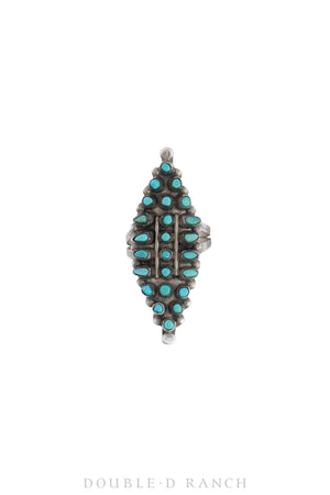Ring, Cluster, Turquoise, Zuni Snake Eye, Hallmark, Vintage, 1430