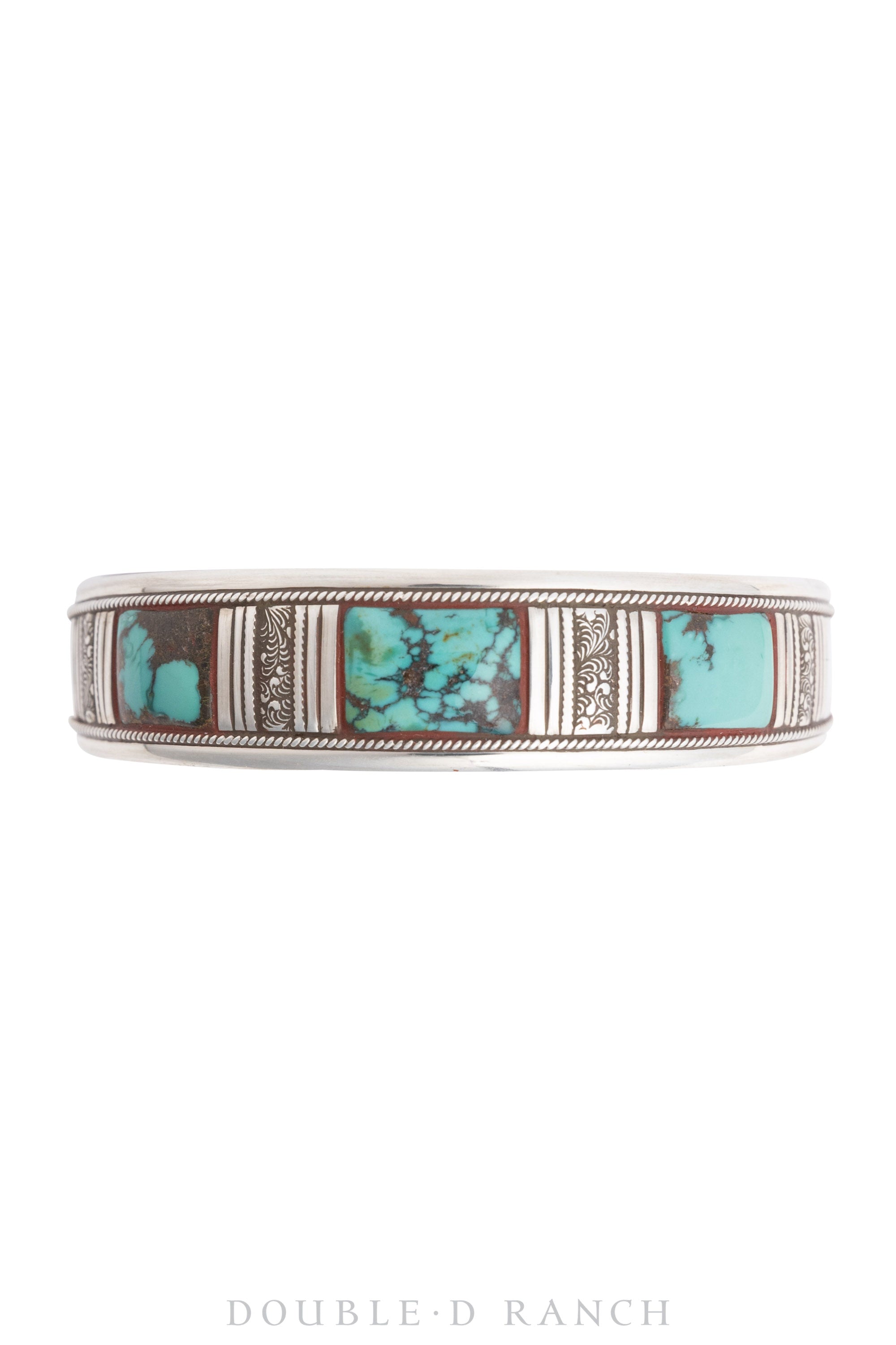 Cuff, Inlay, Turquoise, Sterling Silver, Leather Lined, Artisan, Contemporary, 3407