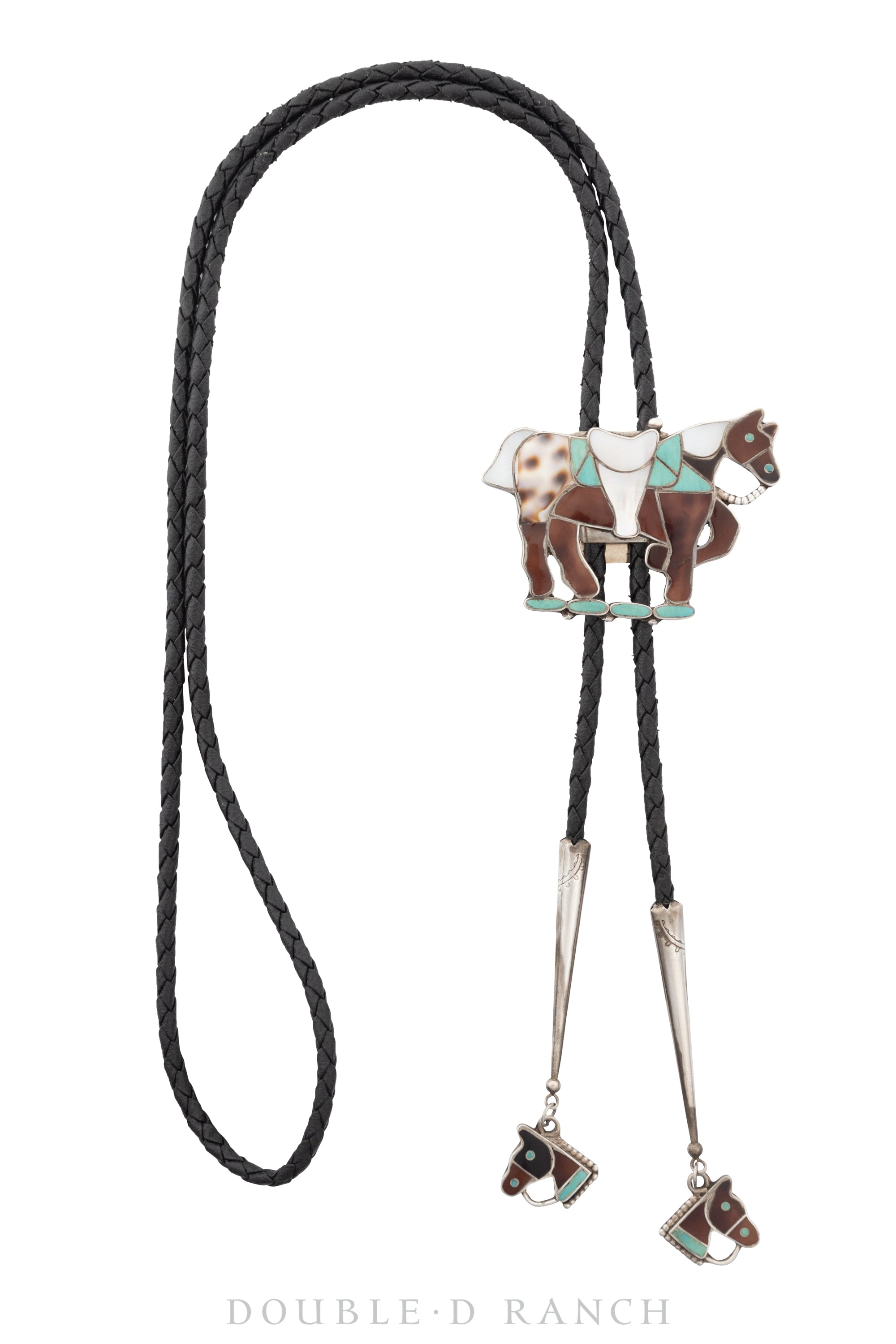 Bolo, Inlay, Horse, Mixed Stones With Matching Tips, Nora Leekity Hallmark, Vintage ‘60s, 3134