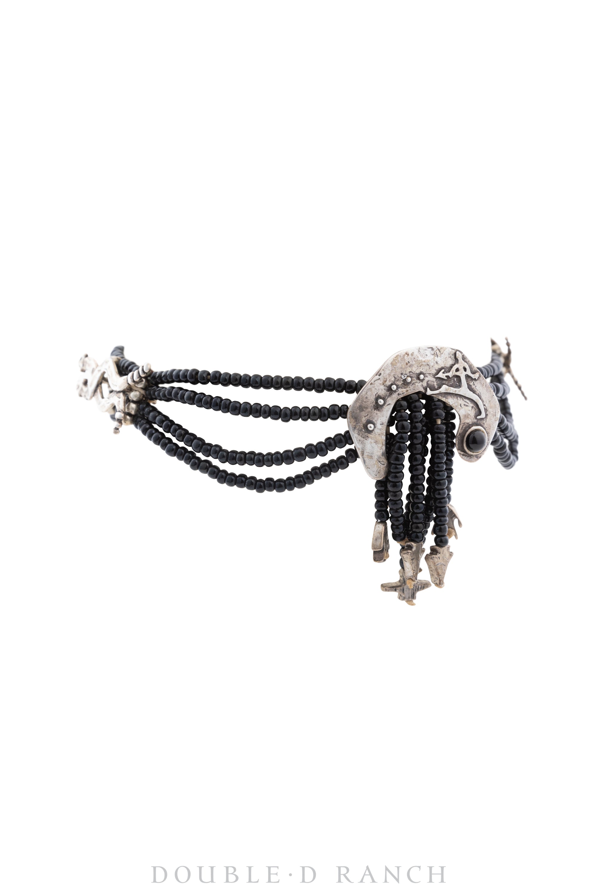 Necklace, Mummy's Bundle, Collar, Black Jet, Prosperity Lizard, Vintage, 3136