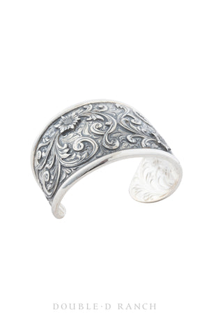 Cuff, Engraved, Sterling Silver, Western Scroll, Contemporary, 3490