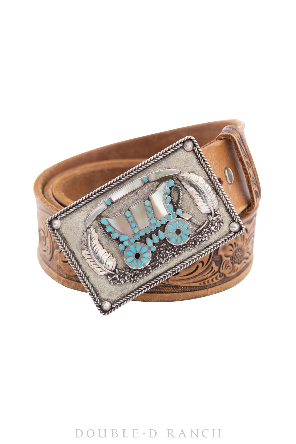 Belt, A Vintage, Buckle, Inlay, Conestoga, Dishta, Vintage, 545