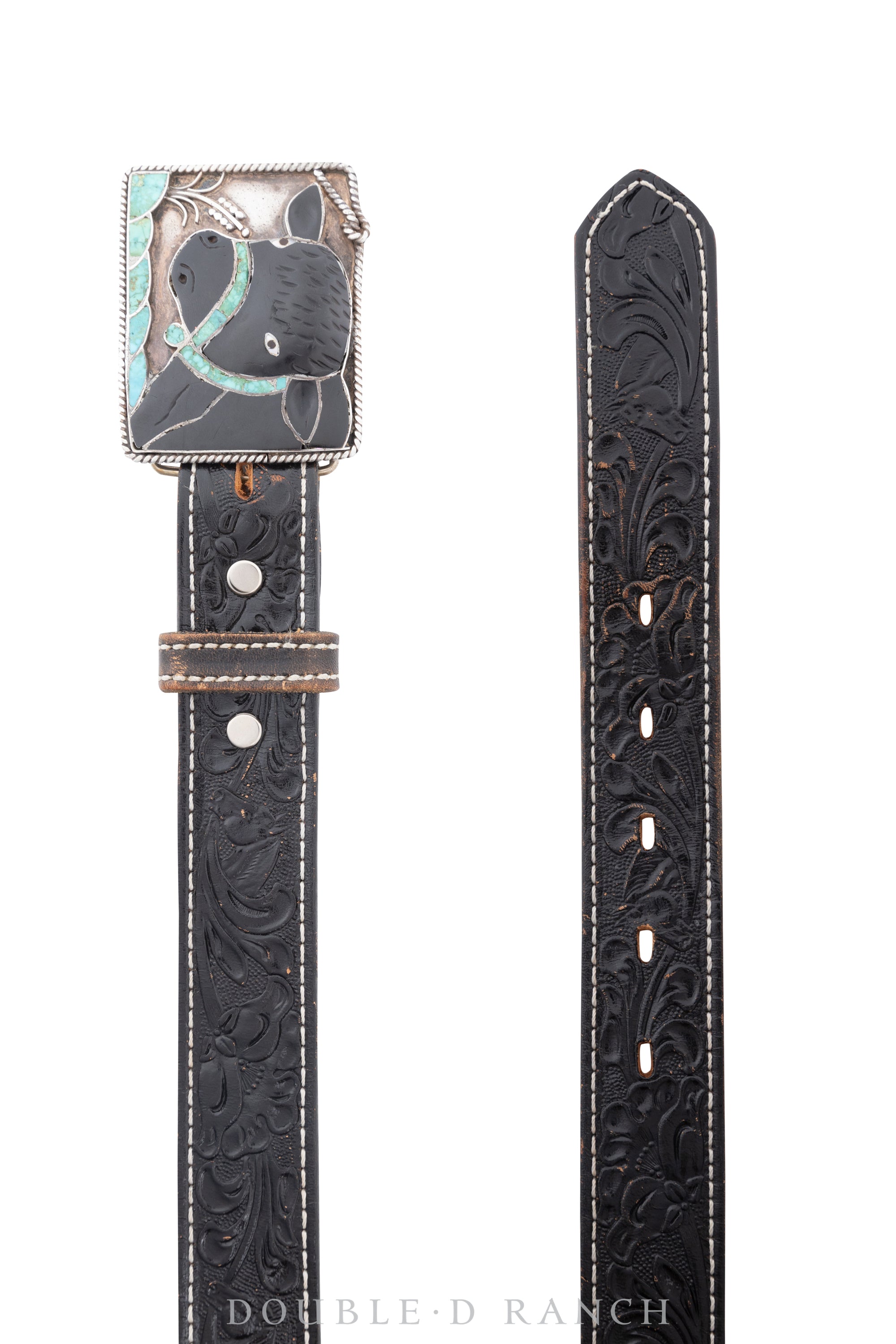 Belt, Inlay, Angus Steer Profile, Lincoln & Helen Zunie, Vintage, 551