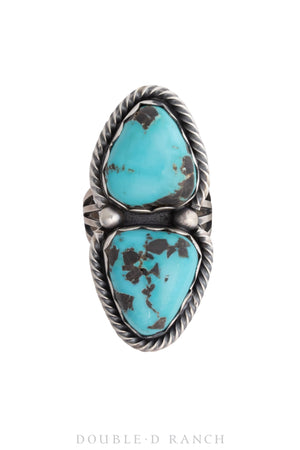 Ring, Natural Stone, Turquoise, Double Stone, Contemporary, 1207B
