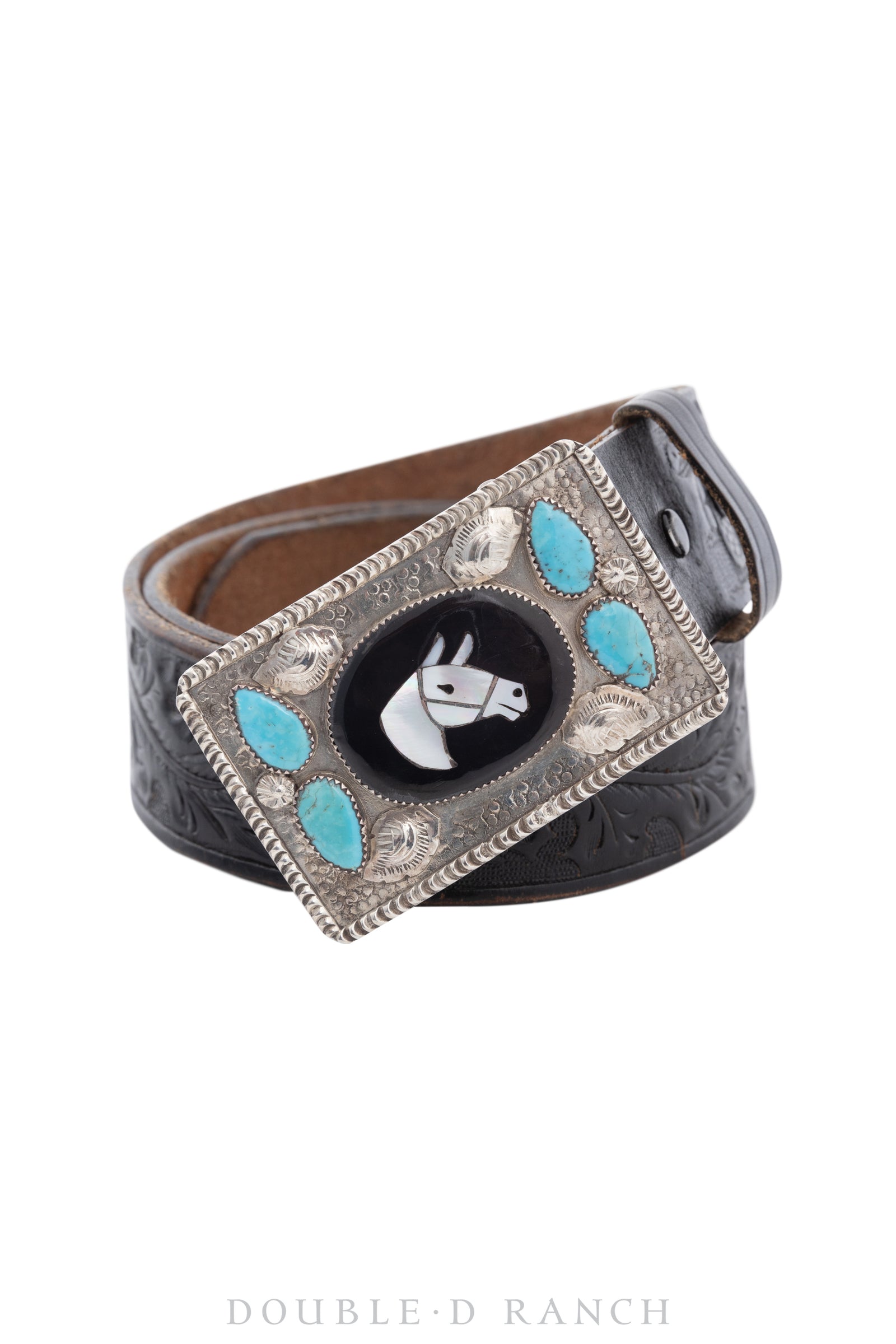 Belt, A Vintage, Buckle,Inlay, Horse Profiles, Simplicio, Hallmark, Vintage, 537