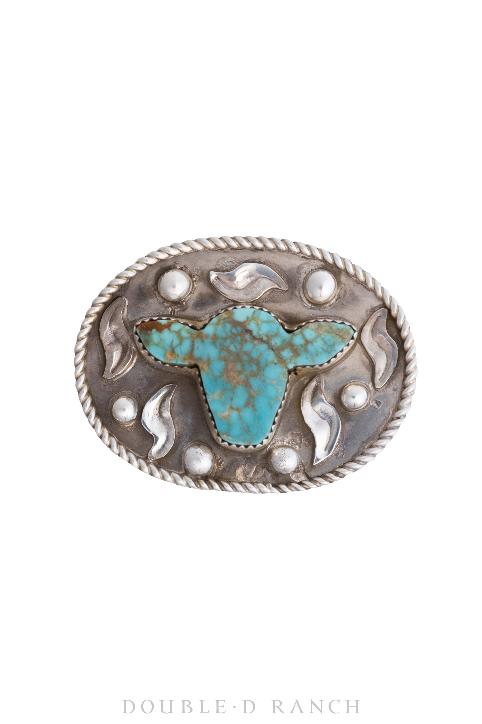 Ring, Novelty, Buckle, Turquoise, Sterling Silver, Hallmark, Contempor