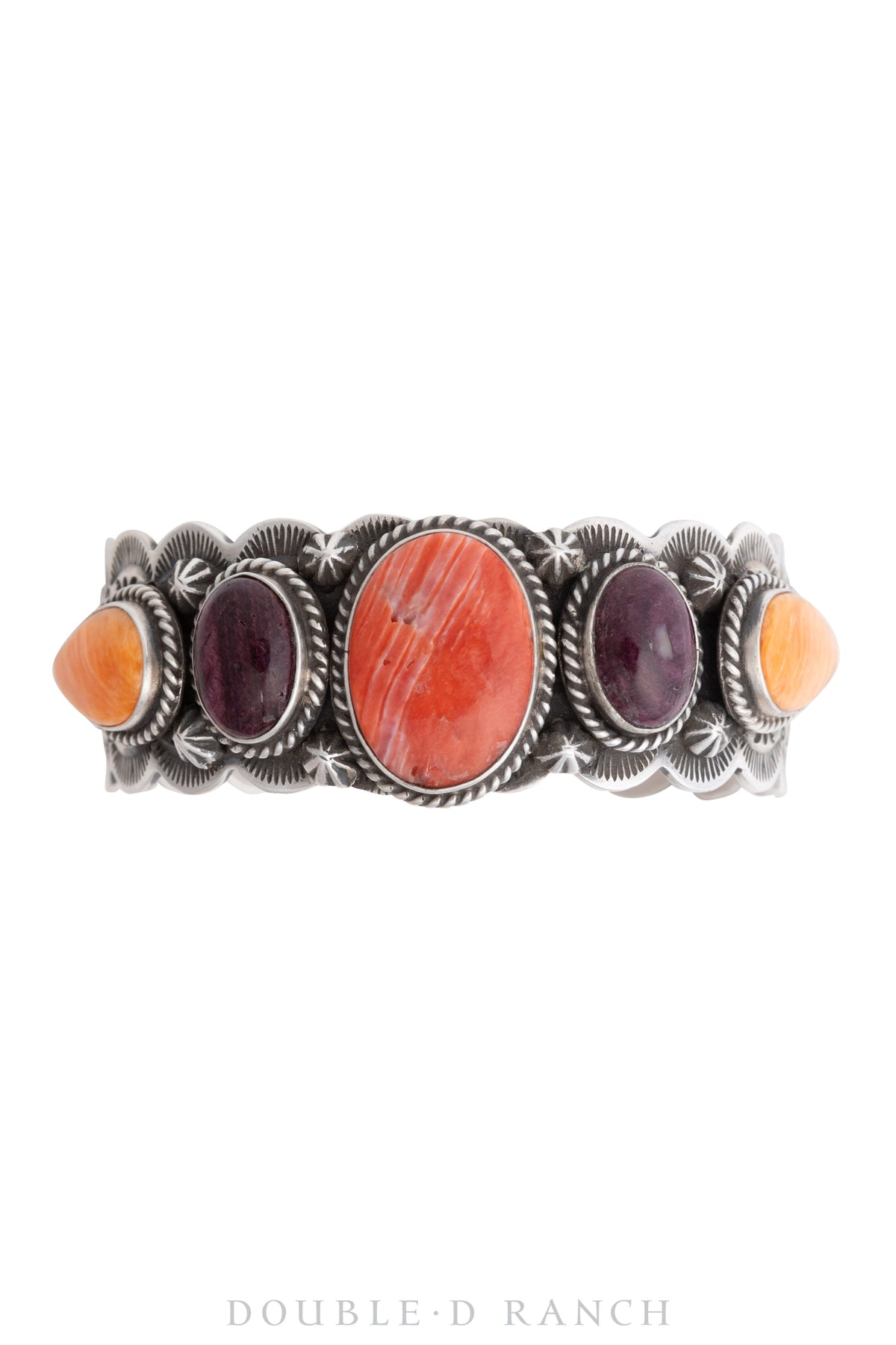 Order Bracelet - B566: Made with Orange and Purple Spiny Oyster, Sterling Navajo Pearls