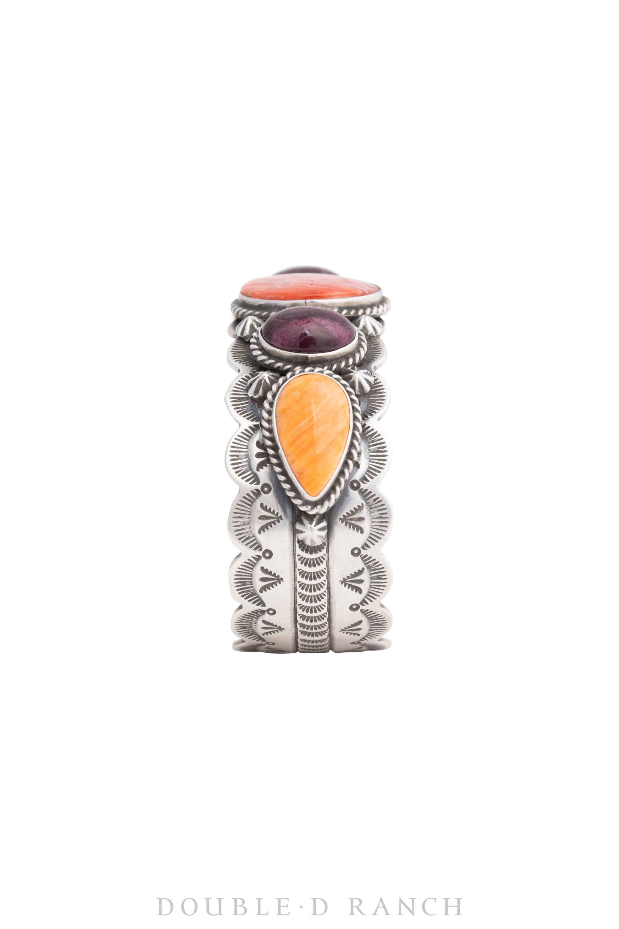 Cuff, Natural Stone, Orange & Purple Spiny Oyster, 5 Stone, Hallmark, Contemporary, 3425