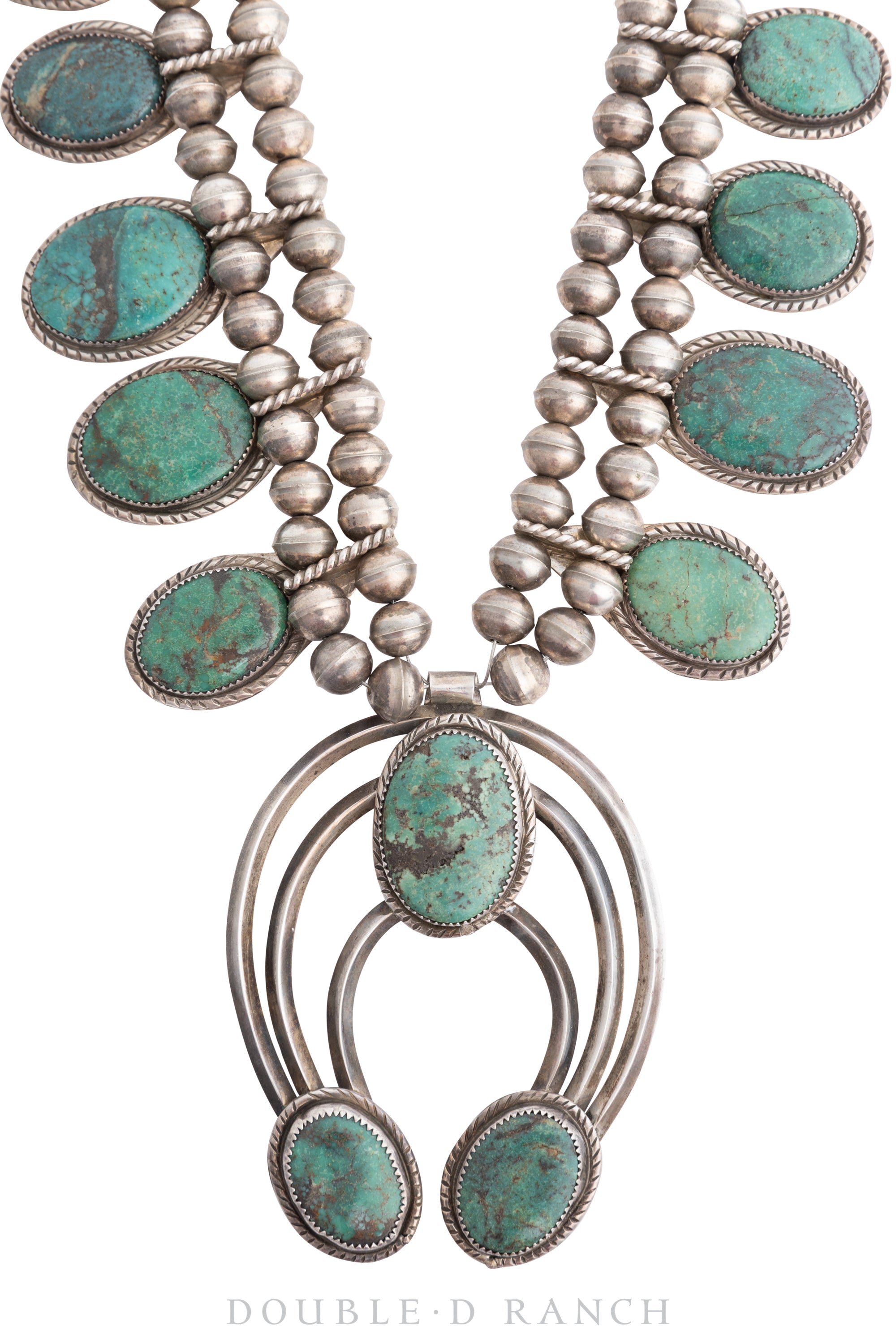 Necklace, Squash Blossom, Turquoise, Hallmark, Vintage, 3140