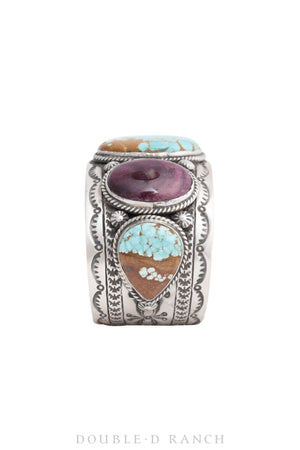 Cuff,Natural Stone, Turquoise & Purple Spiny Oyster, 5 Stones, Hallmark, Contemporary, 3415