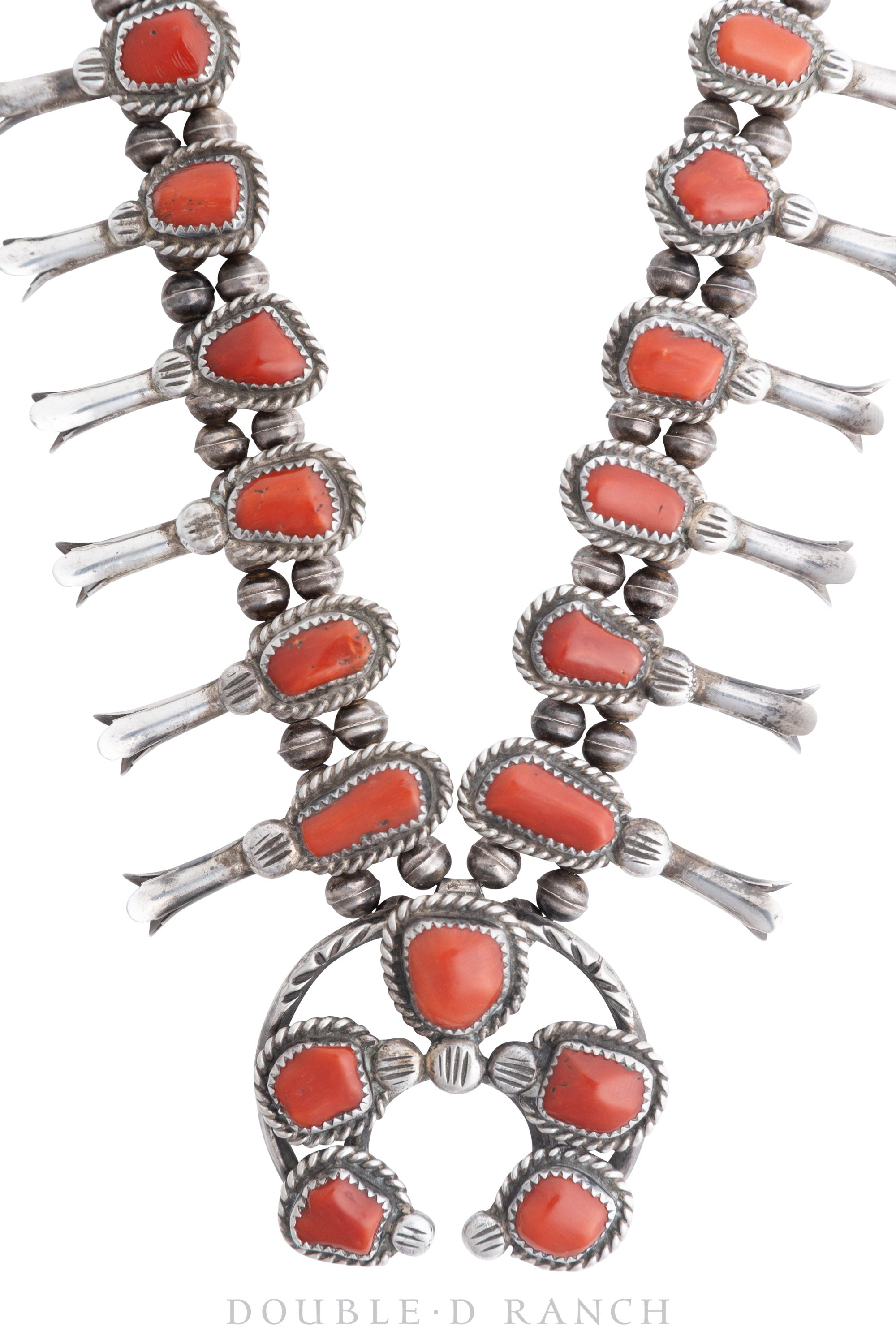 Mini Navajo Coral Squash Blossom Necklace – Silver Eagle Gallery