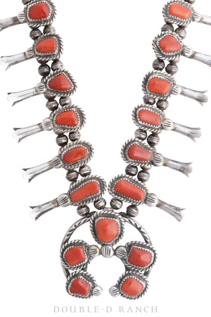 Necklace, Squash Blossom, Coral, Hallmark, Vintage ‘60s, 2988