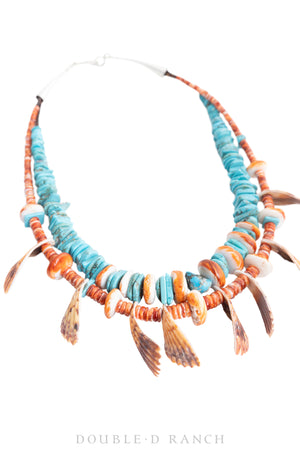 Necklace, Novelty, Turquoise, Orange Spiney Oyster, Contemporary, 3145