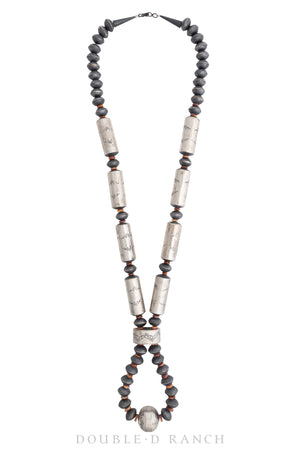 JN1714B. Necklace, Desert Pearls, Orange Spiny Oyster & Sterling Silver, Tube Beads, Includes Matching Earrings, Contemporary, 1714B