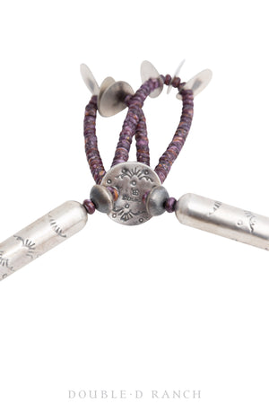 Necklace, Bead, Desert Pearls, Round and Tubular, Sterling Silver, Purple Spiny Oyster, with Earrings, Contemporary, 2947