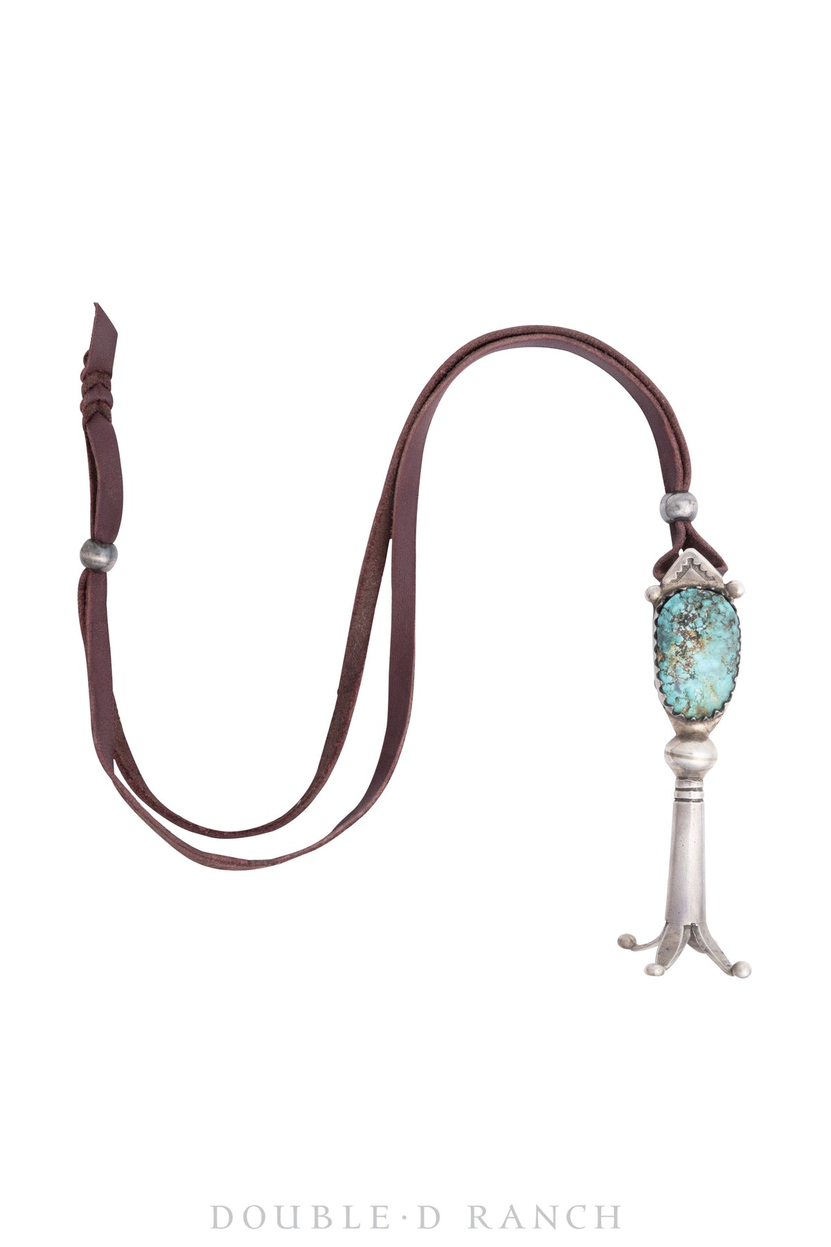 Necklace, Leather Thong, Squash Blossom, Turquoise, Artisan, Jock Favour, Contemporary, 2978