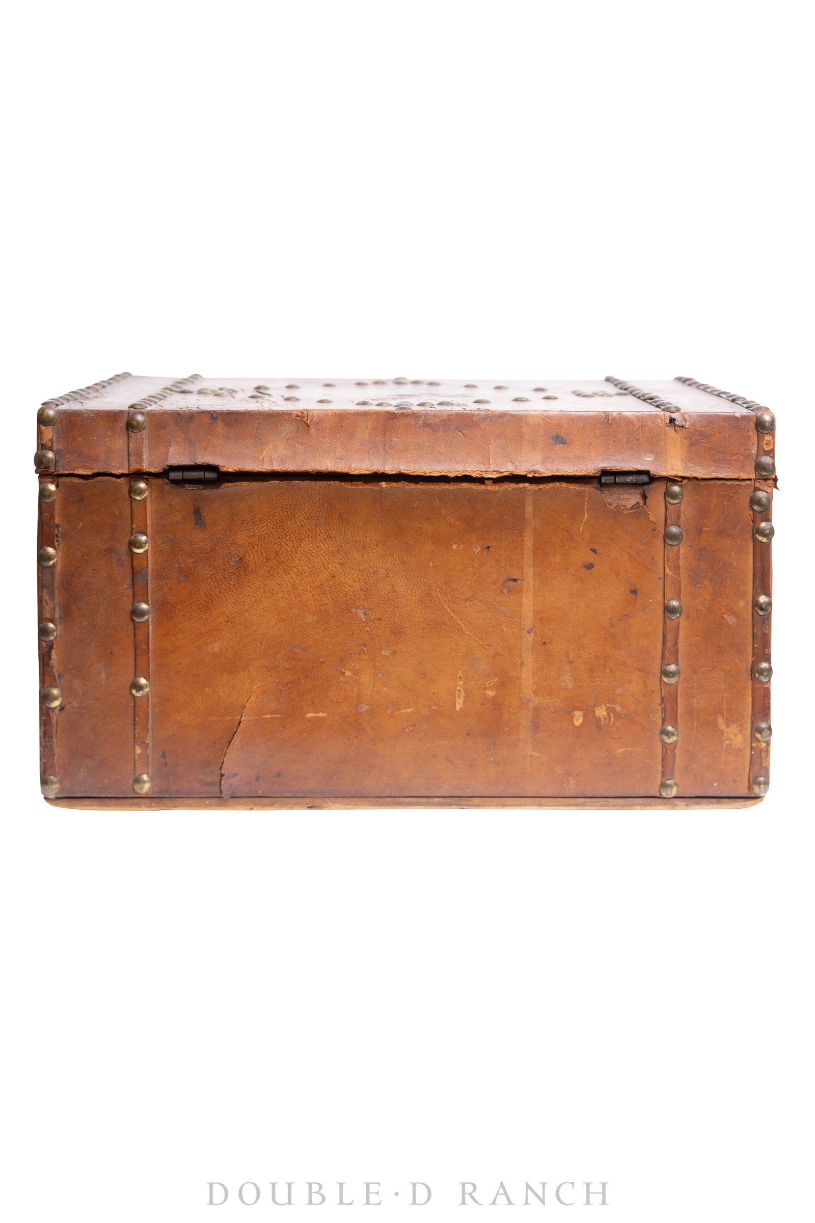 Furniture, Trunk, Leather, Studded, Vintage, 258
