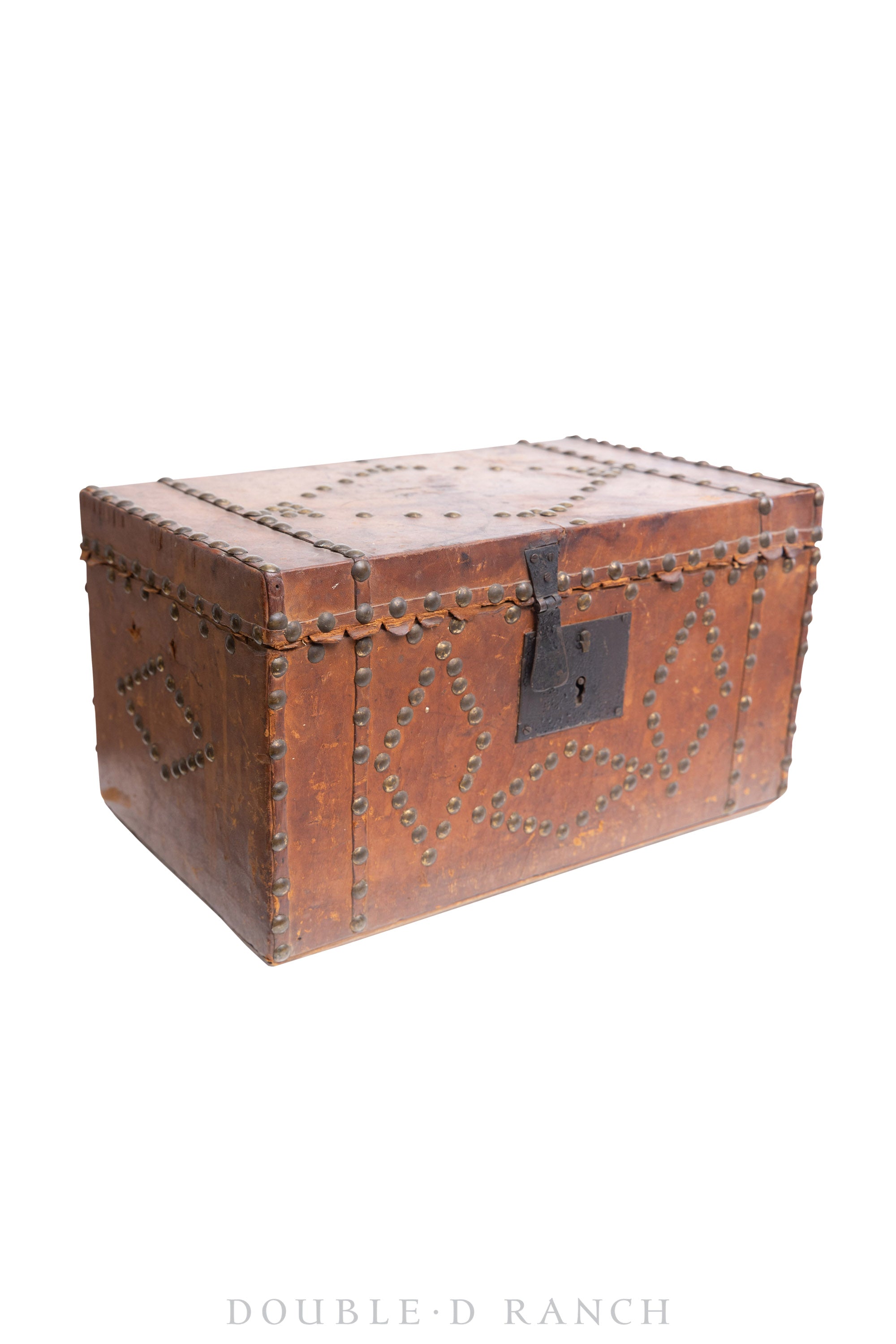 Furniture, Trunk, Leather, Studded, Vintage, 258