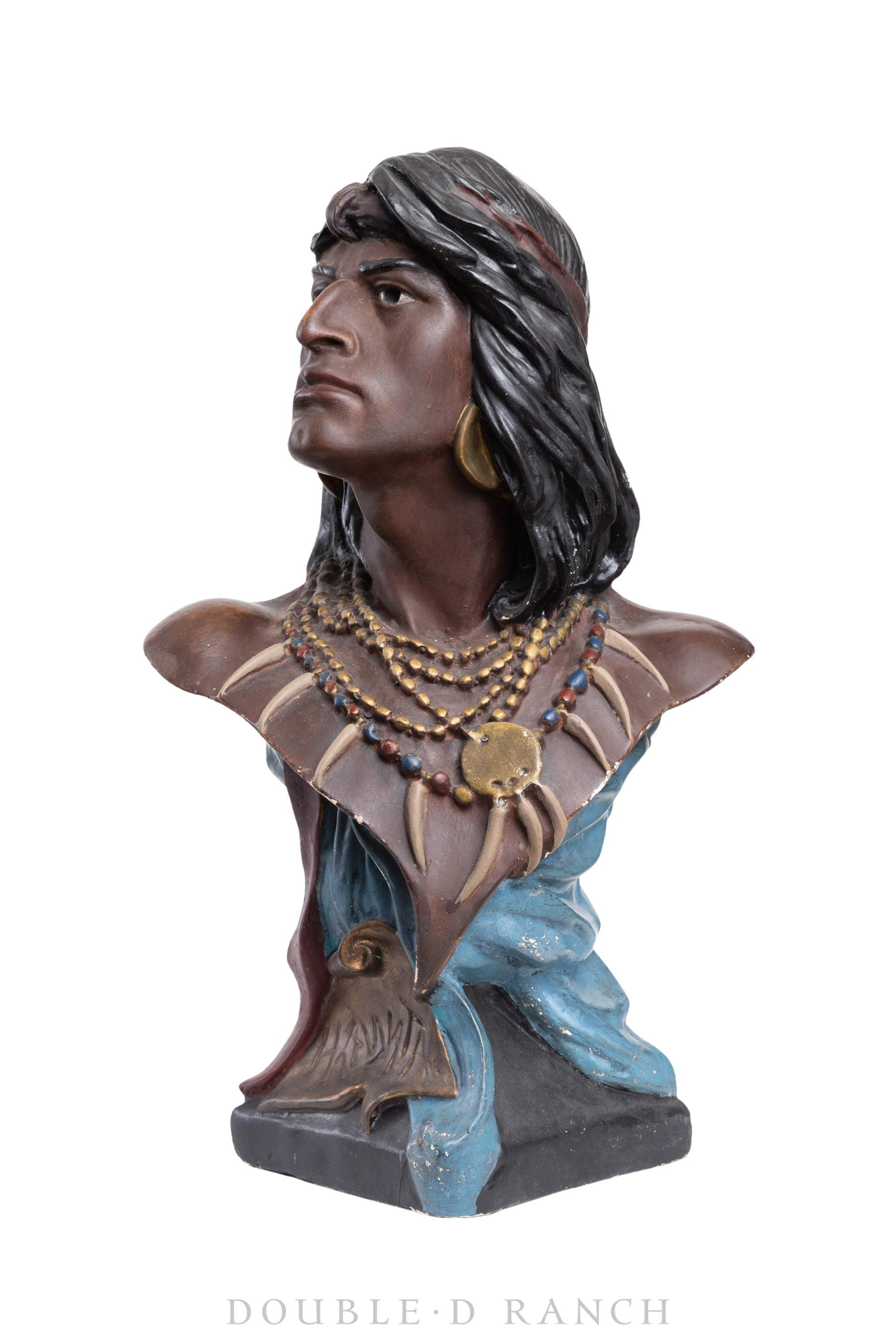 Miscellaneous, Folk Art, Native American Bust, "HI WATA", Tobacco Advertising, Mid 20th Century, 804