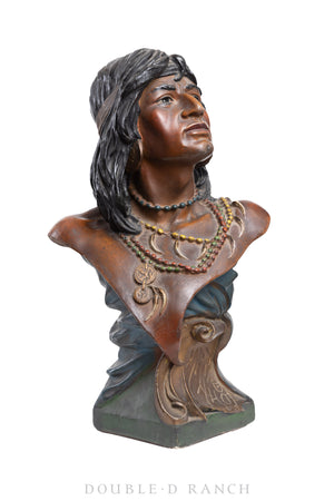 Miscellaneous, Folk Art, Native American Bust, AR PA AHOE, Tobacco Advertising, Early 20th Century, 806