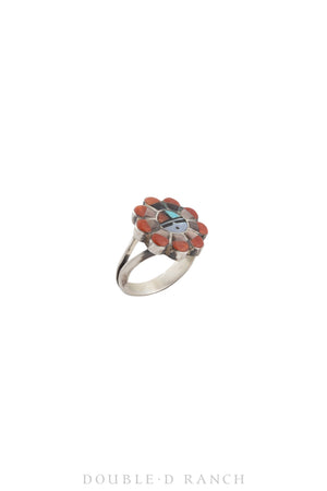 Ring, Novelty, Mixed Stones, Zuni Sunface, Morris Laahty Hallmark, Vintage, 1458