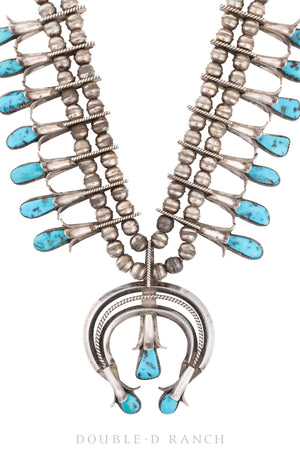 Necklace, Squash Blossom, Turquoise, Hallmark, Vintage, 3001