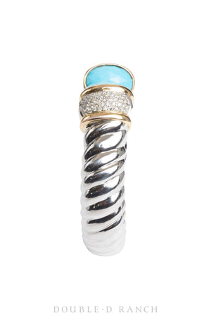 Cuff, Diamond Collection, Rope, Diamonds, Turquoise, Contemporary, 3487c