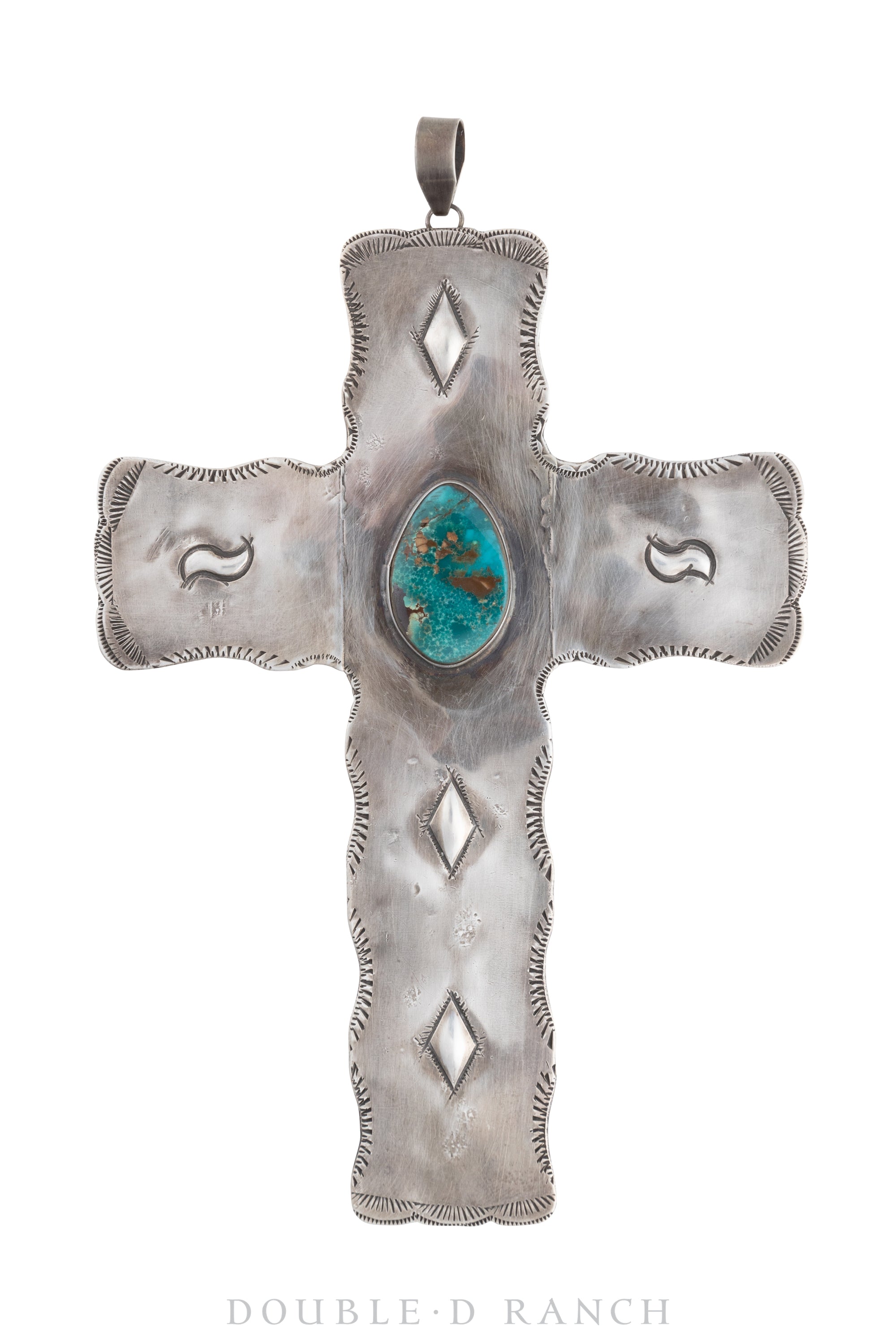 Pendant, Novelty, Cross, Turquoise, Huge, Vintage, 937