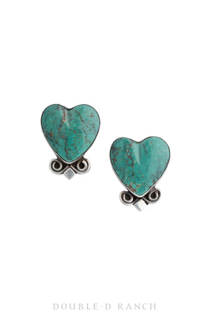 Earrings, Novelty, Heart, Turquoise, Hallmark, Vintage, 1610