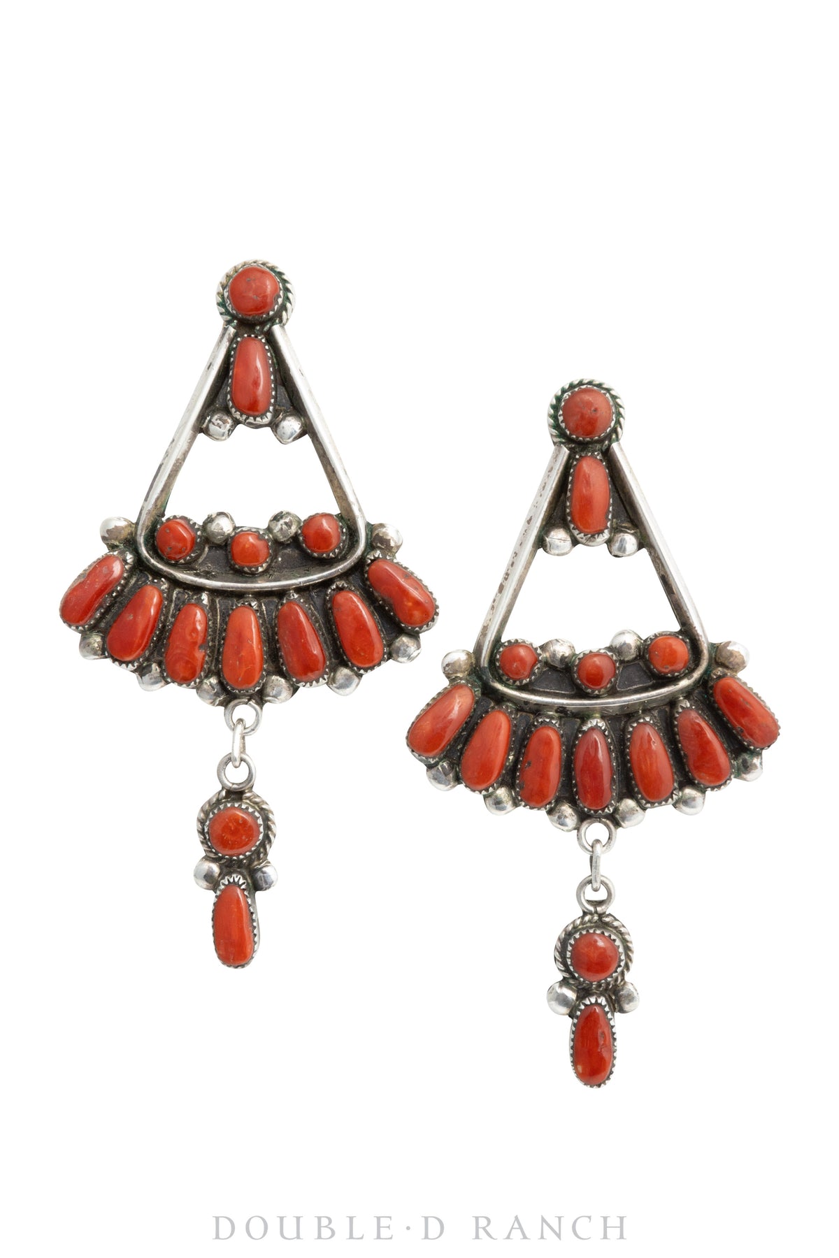 Earrings, Chandelier, Coral, Hallmark, Vintage ‘80s, 1303