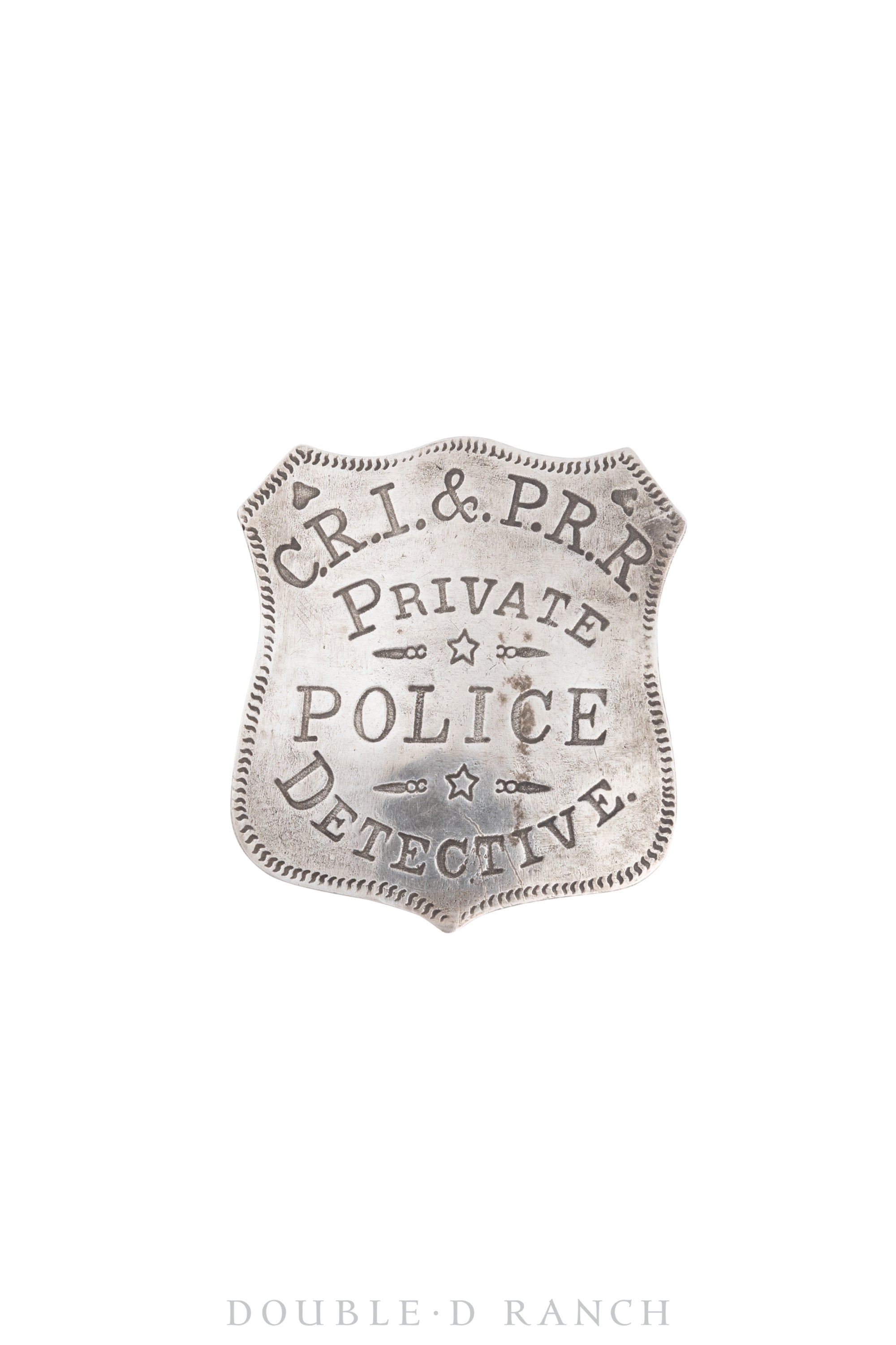 Pin, Badge, C.R.I. & P.R.R. Private Police Detective., Recast in Ingot Silver, Vintage, 952