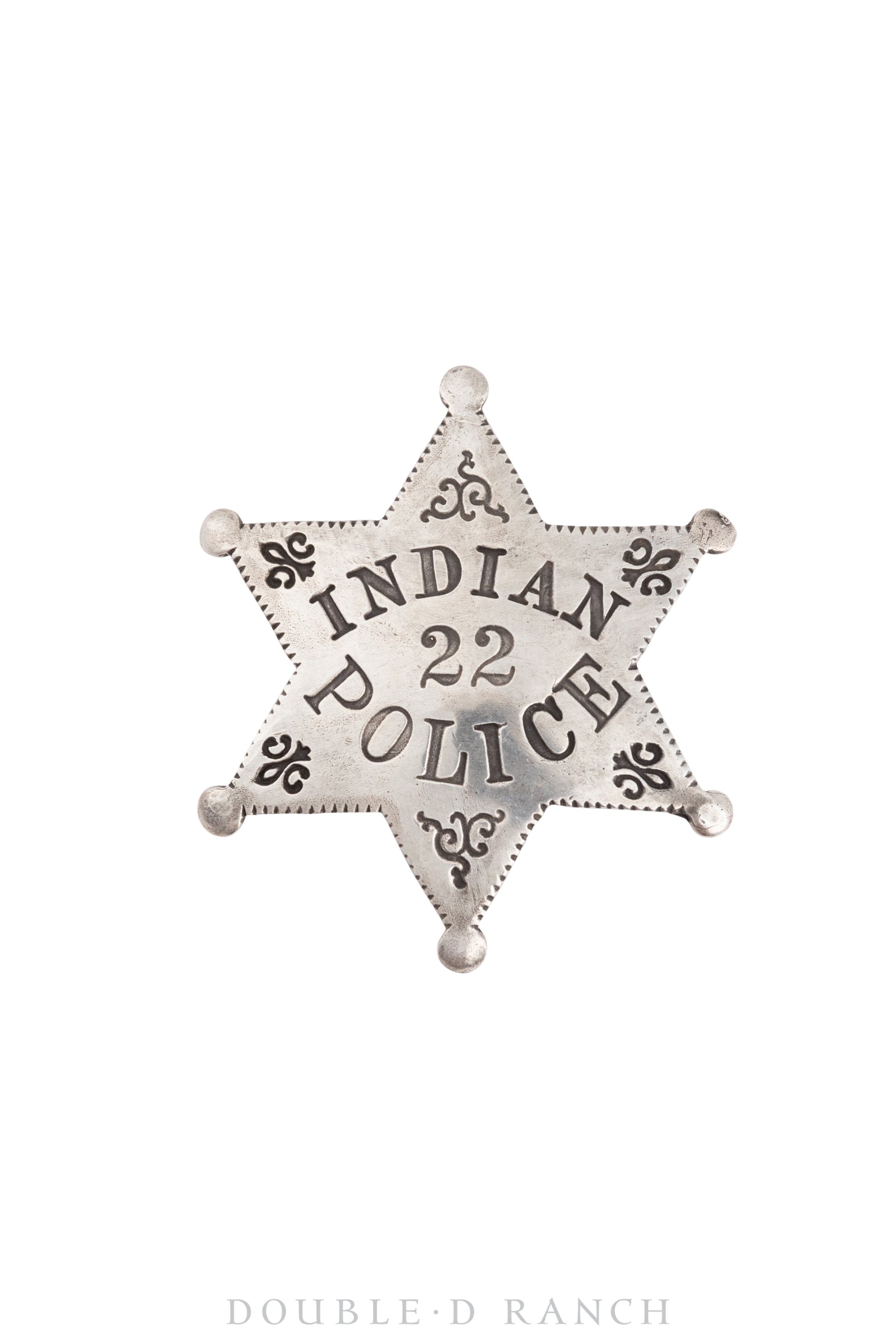 Pin, Badge, Indian Police 22, Recast in Ingot Silver, Vintage, 966