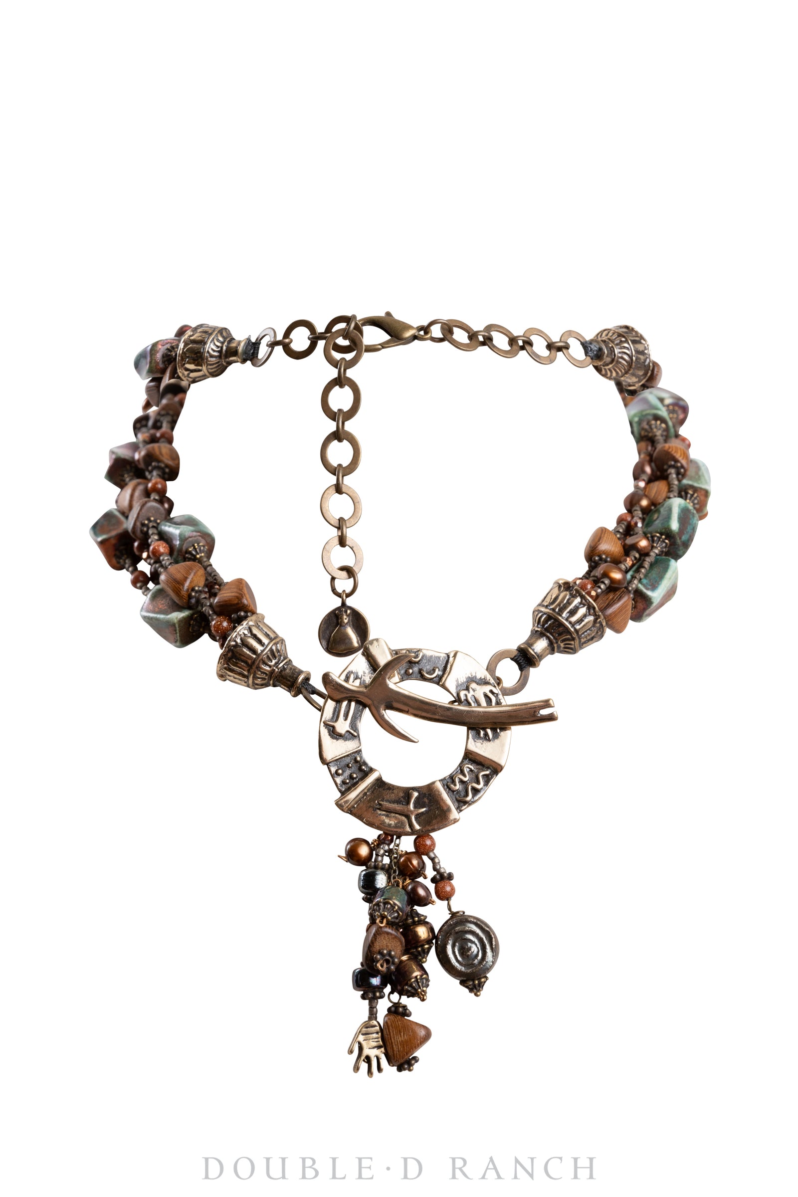 Necklace, Mummy's Bundle, Statement, Goldstone Pearls & Raku Beads, New Old Stock, 3190