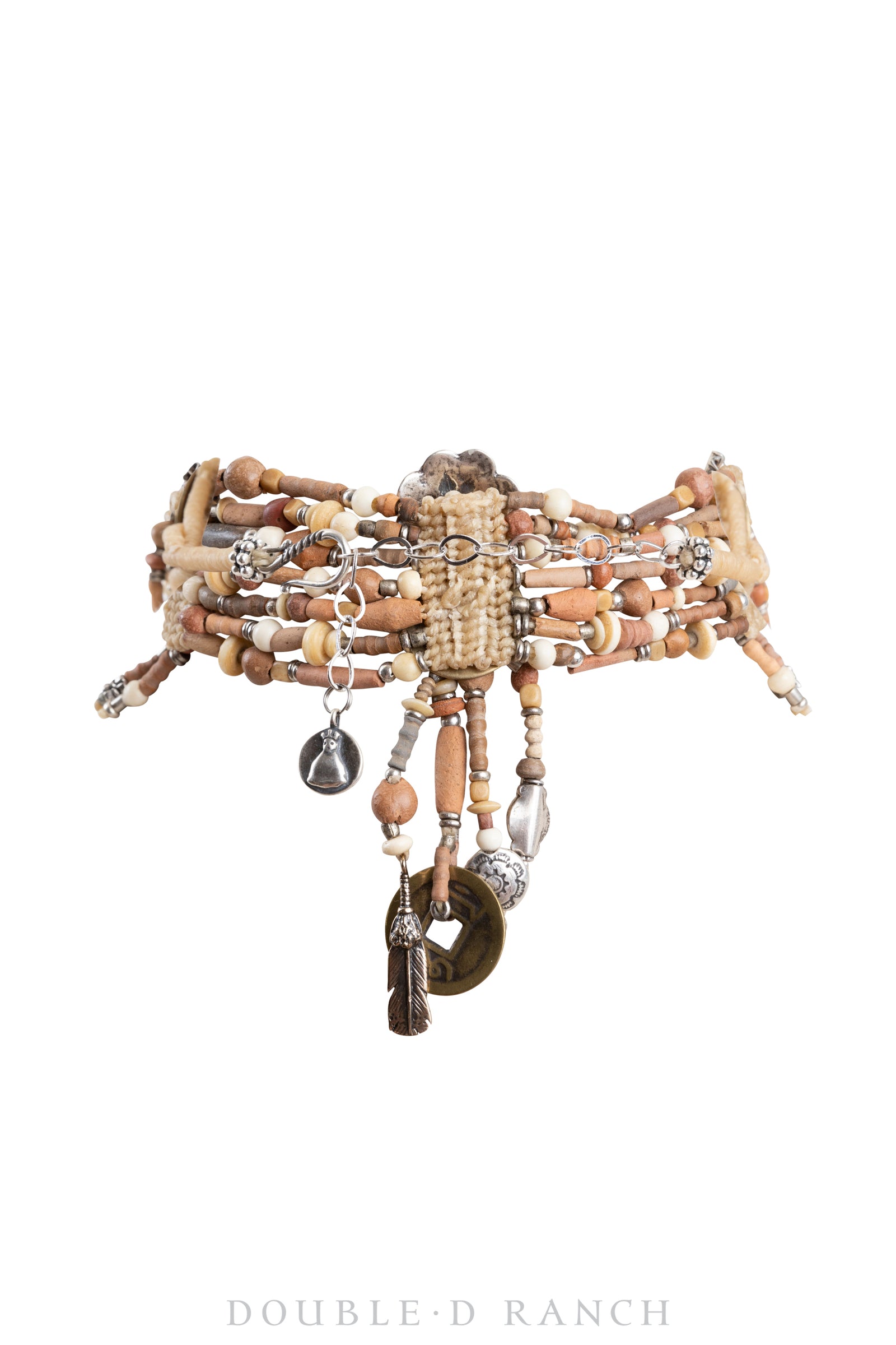 Necklace, Mummy's Bundle, Choker, Bone & Clay Beads, New Old Stock, 3192